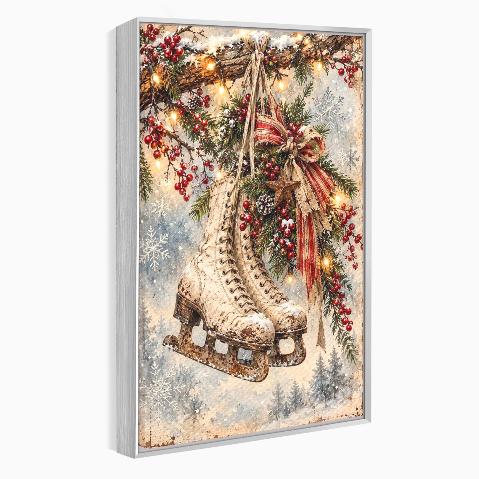 Tablou Canvas Premium LuxCanva® PI1330, Patine De Craciun, Patinoar, Iarna, Decor Festiv, Craciun, Traditie, Natura, Culori Vibrante, Living, Dormitor, Camera Copii