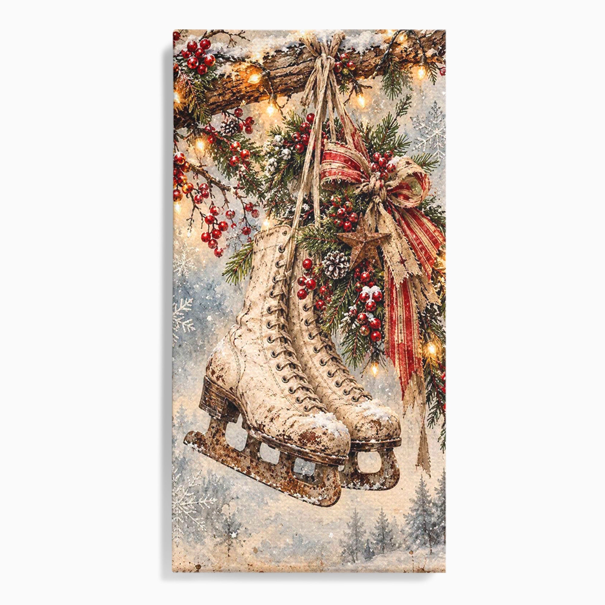 Tablou Canvas Premium LuxCanva® PI1330, Patine De Craciun, Patinoar, Iarna, Decor Festiv, Craciun, Traditie, Natura, Culori Vibrante, Living, Dormitor, Camera Copii