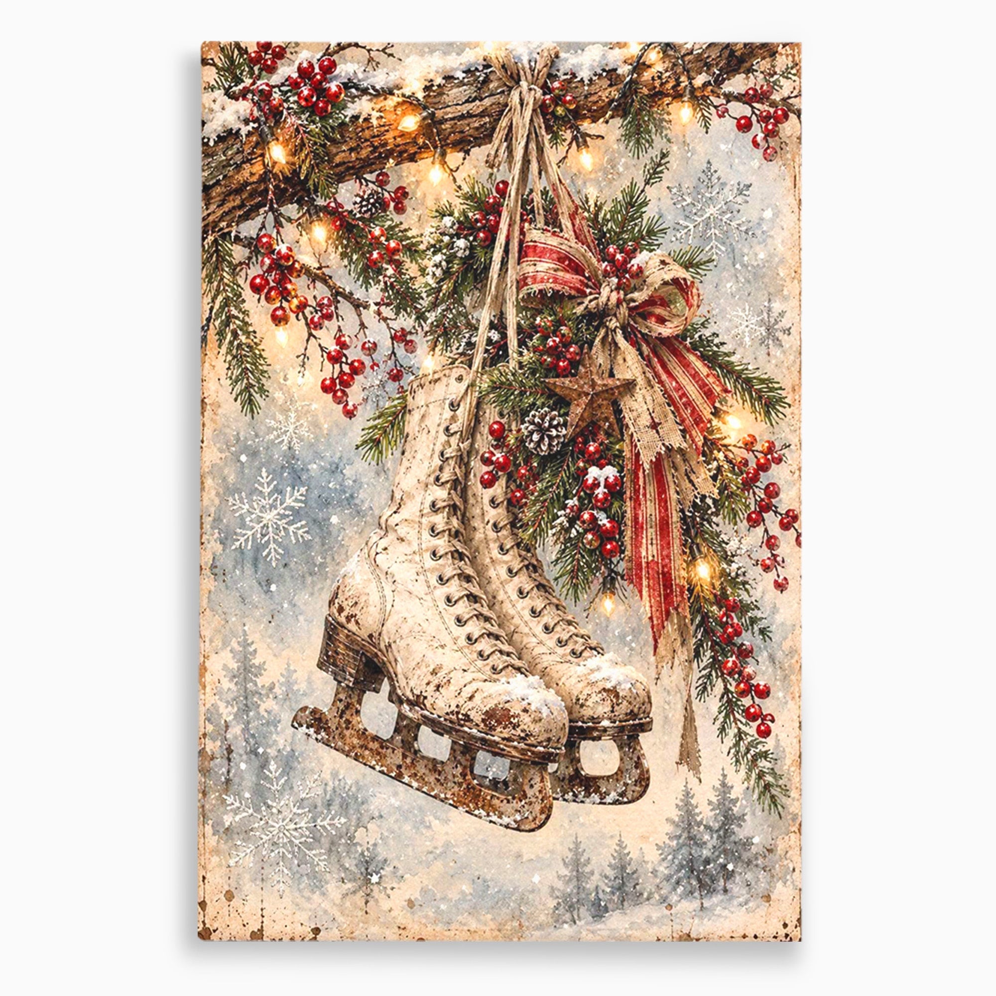 Tablou Canvas Premium LuxCanva® PI1330, Patine De Craciun, Patinoar, Iarna, Decor Festiv, Craciun, Traditie, Natura, Culori Vibrante, Living, Dormitor, Camera Copii