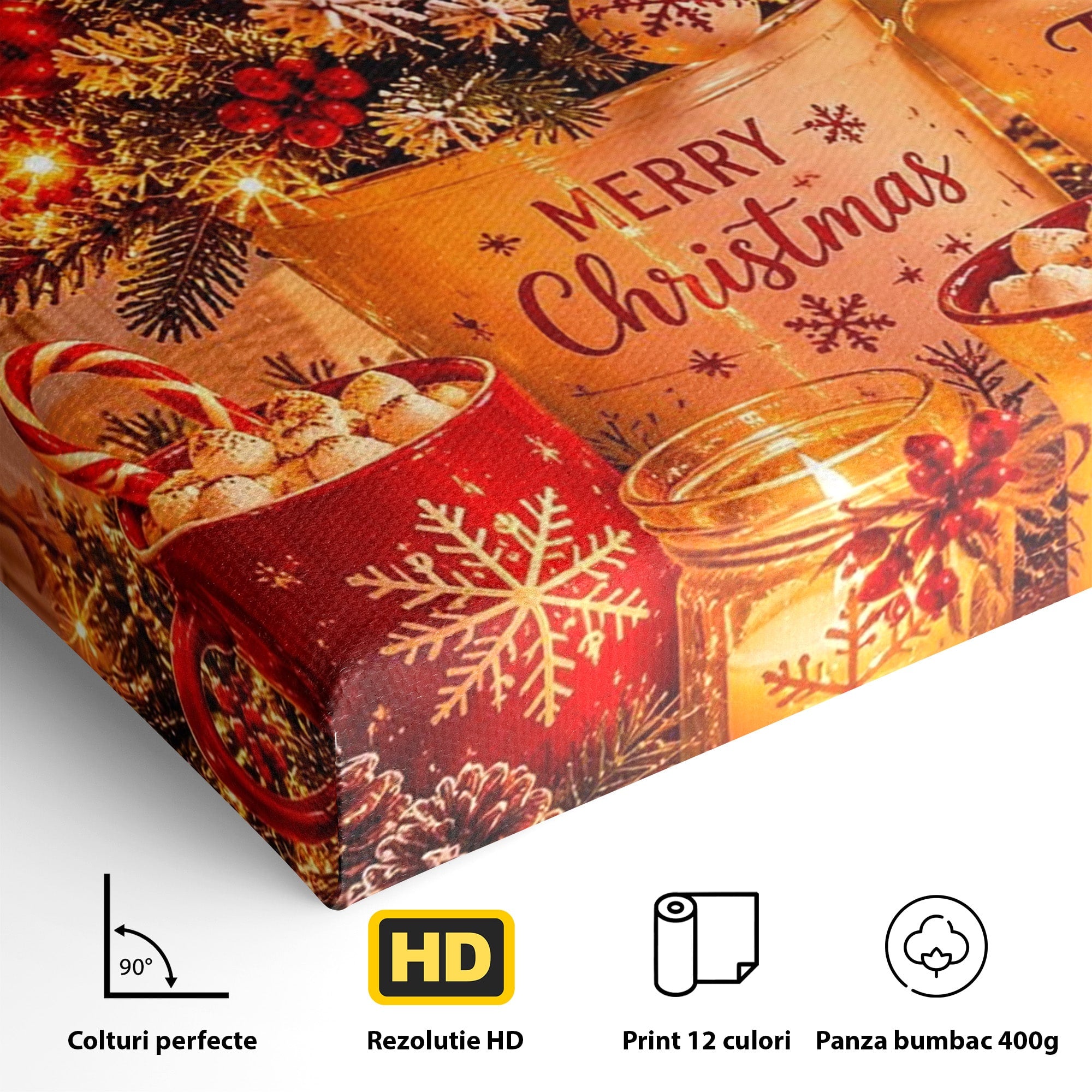 Tablou Canvas Premium LuxCanva® PI1331, Spiritul Craciunului, Bucurie, Decor Festiv, Iarna, Sarbatoare, Culori Vibrante, Bucatarie, Camera Copii