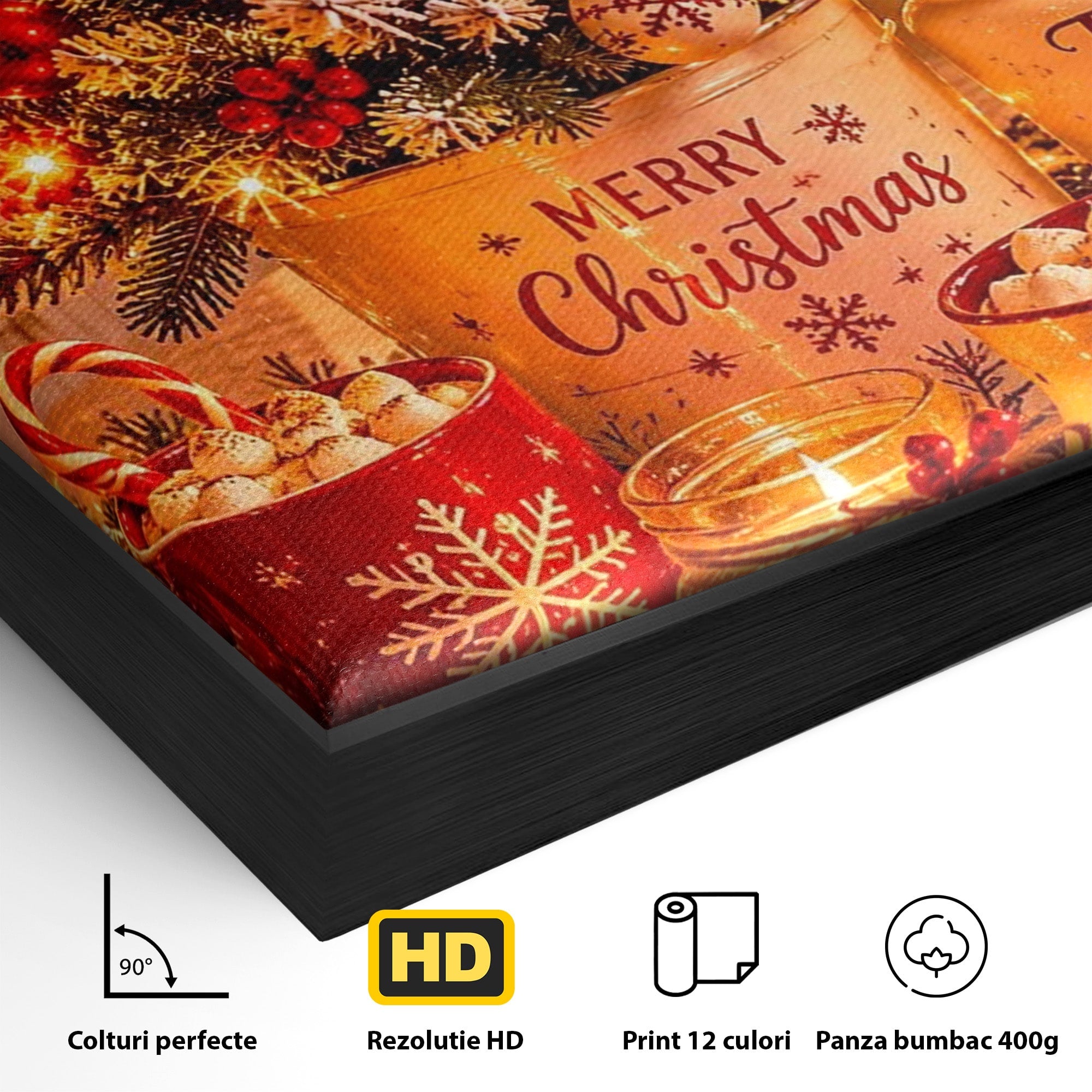 Tablou Canvas Premium LuxCanva® PI1331, Spiritul Craciunului, Bucurie, Decor Festiv, Iarna, Sarbatoare, Culori Vibrante, Bucatarie, Camera Copii