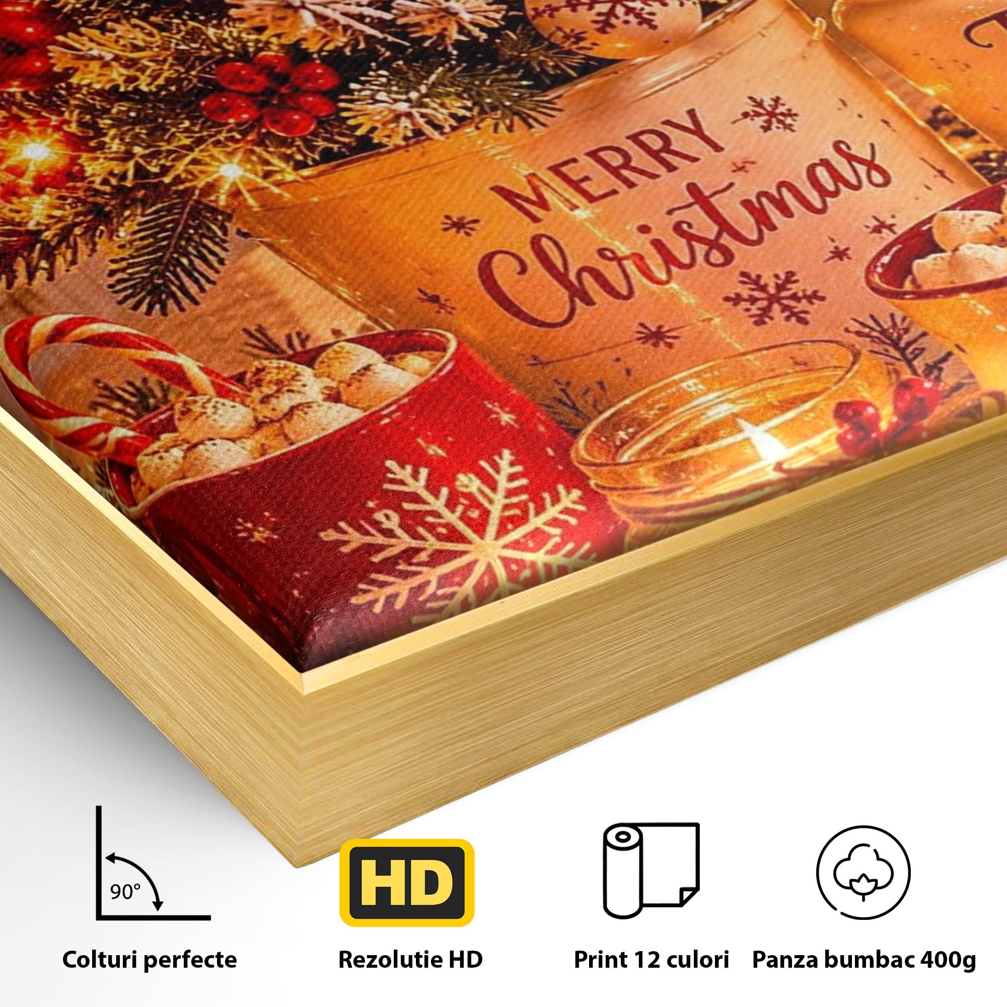 Tablou Canvas Premium LuxCanva® PI1331, Spiritul Craciunului, Bucurie, Decor Festiv, Iarna, Sarbatoare, Culori Vibrante, Bucatarie, Camera Copii