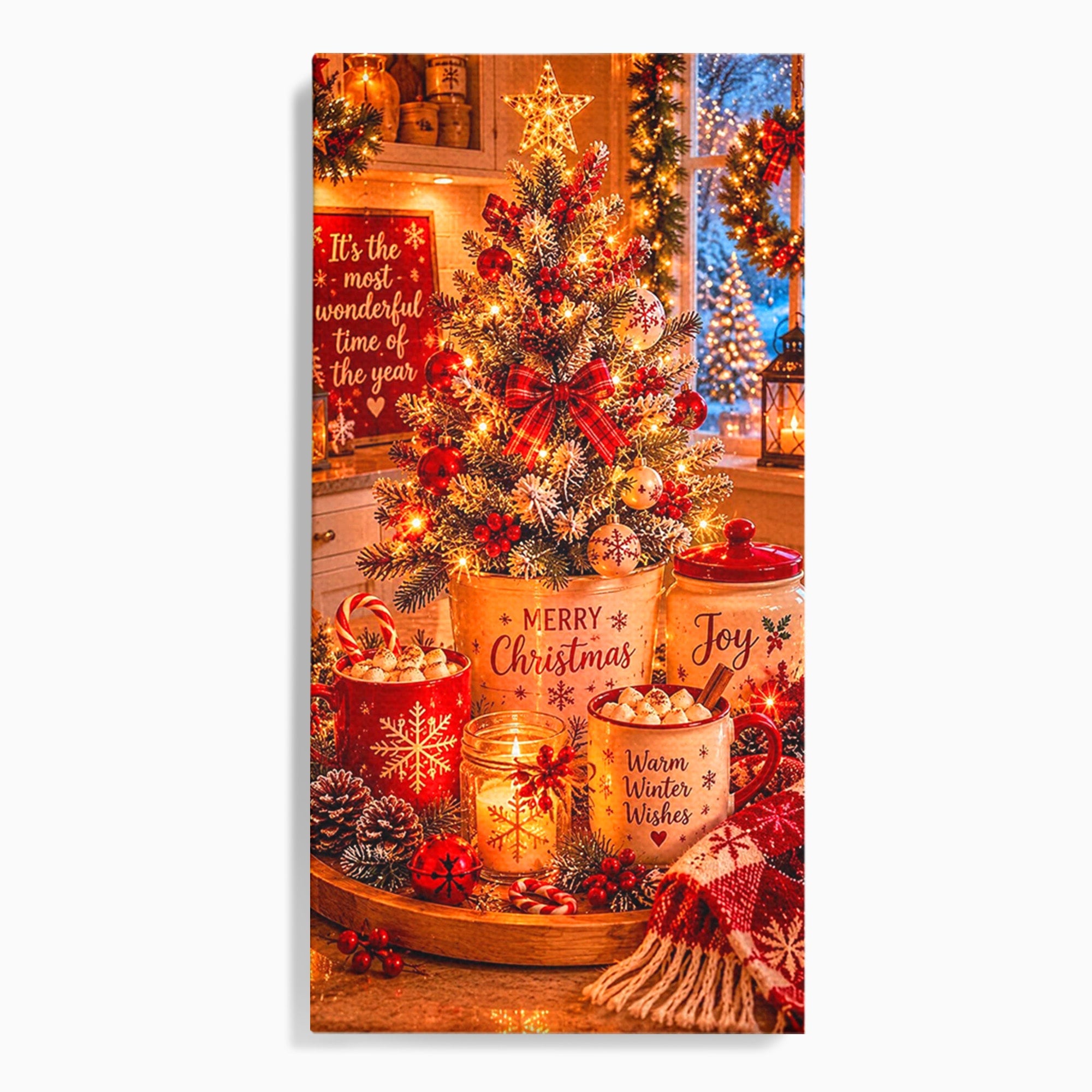 Tablou Canvas Premium LuxCanva® PI1331, Spiritul Craciunului, Bucurie, Decor Festiv, Iarna, Sarbatoare, Culori Vibrante, Bucatarie, Camera Copii