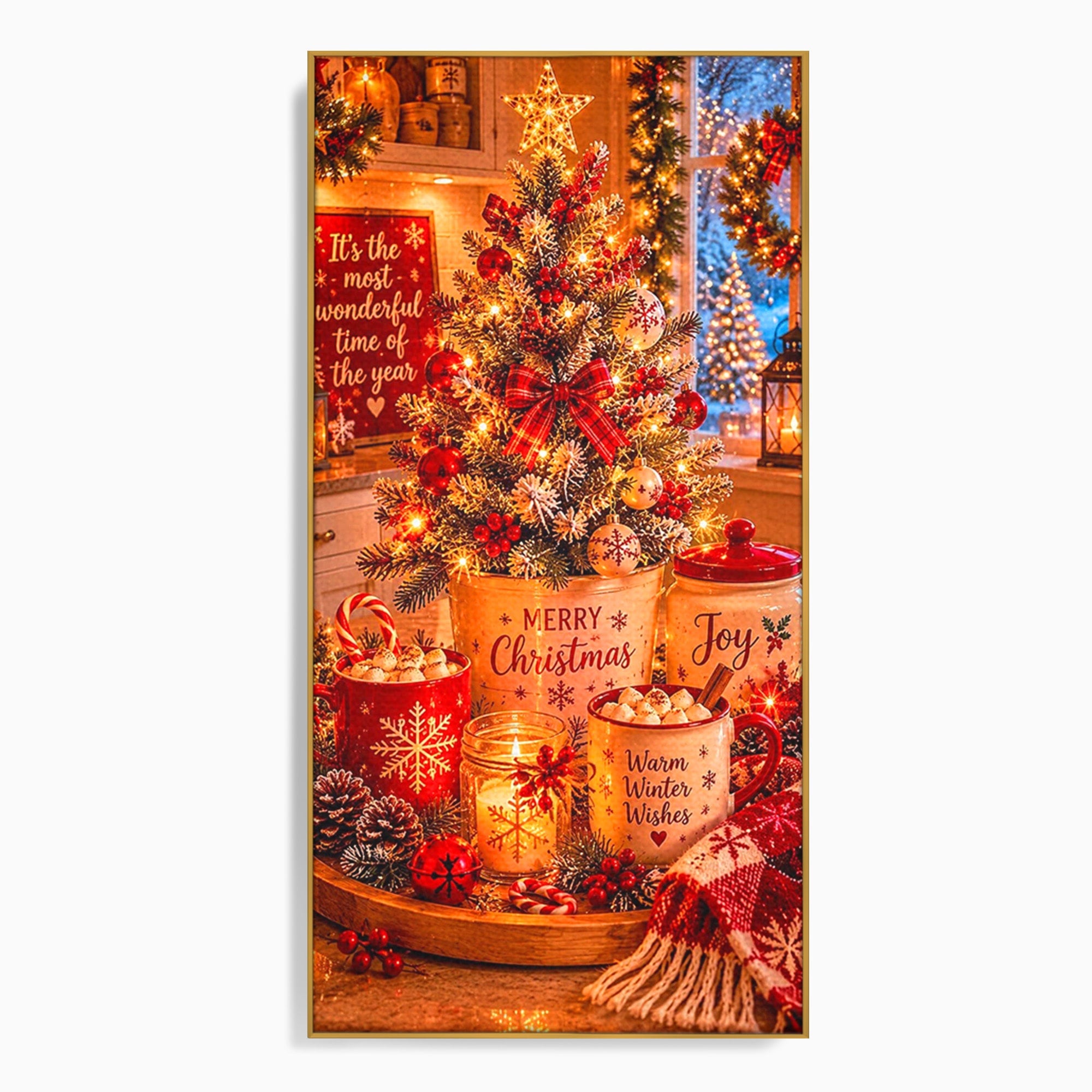Tablou Canvas Premium LuxCanva® PI1331, Spiritul Craciunului, Bucurie, Decor Festiv, Iarna, Sarbatoare, Culori Vibrante, Bucatarie, Camera Copii