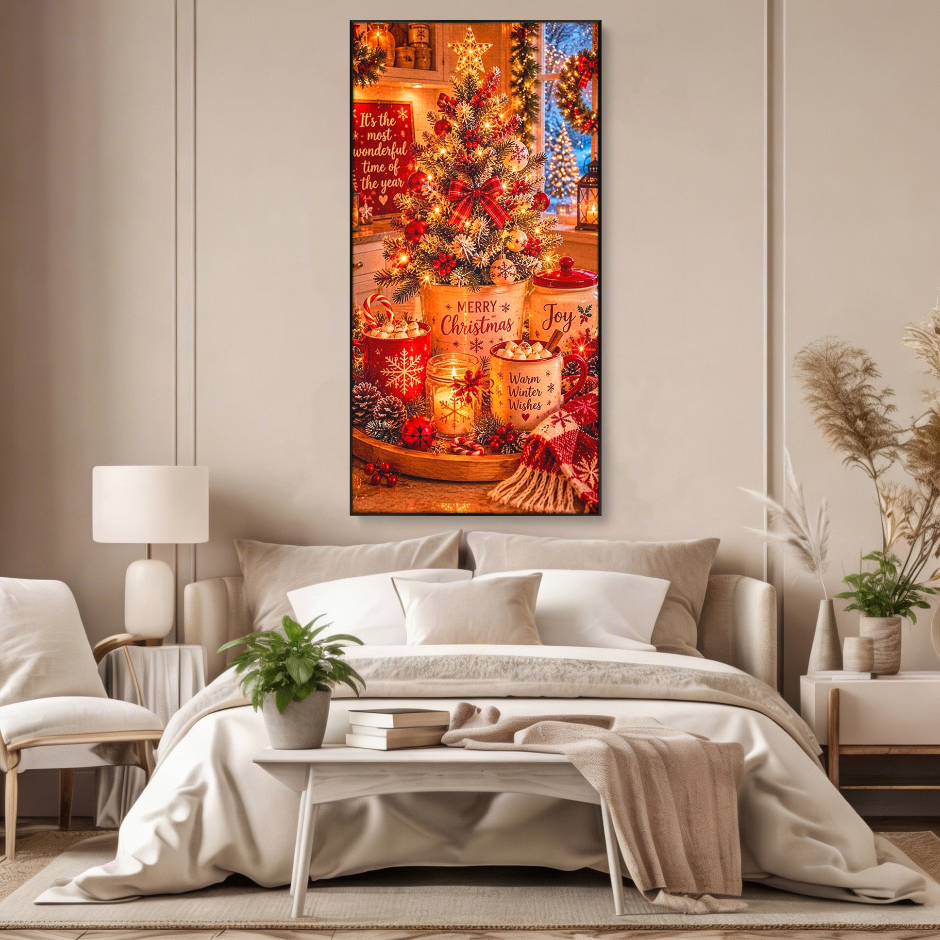 Tablou Canvas Premium LuxCanva® PI1331, Spiritul Craciunului, Bucurie, Decor Festiv, Iarna, Sarbatoare, Culori Vibrante, Bucatarie, Camera Copii