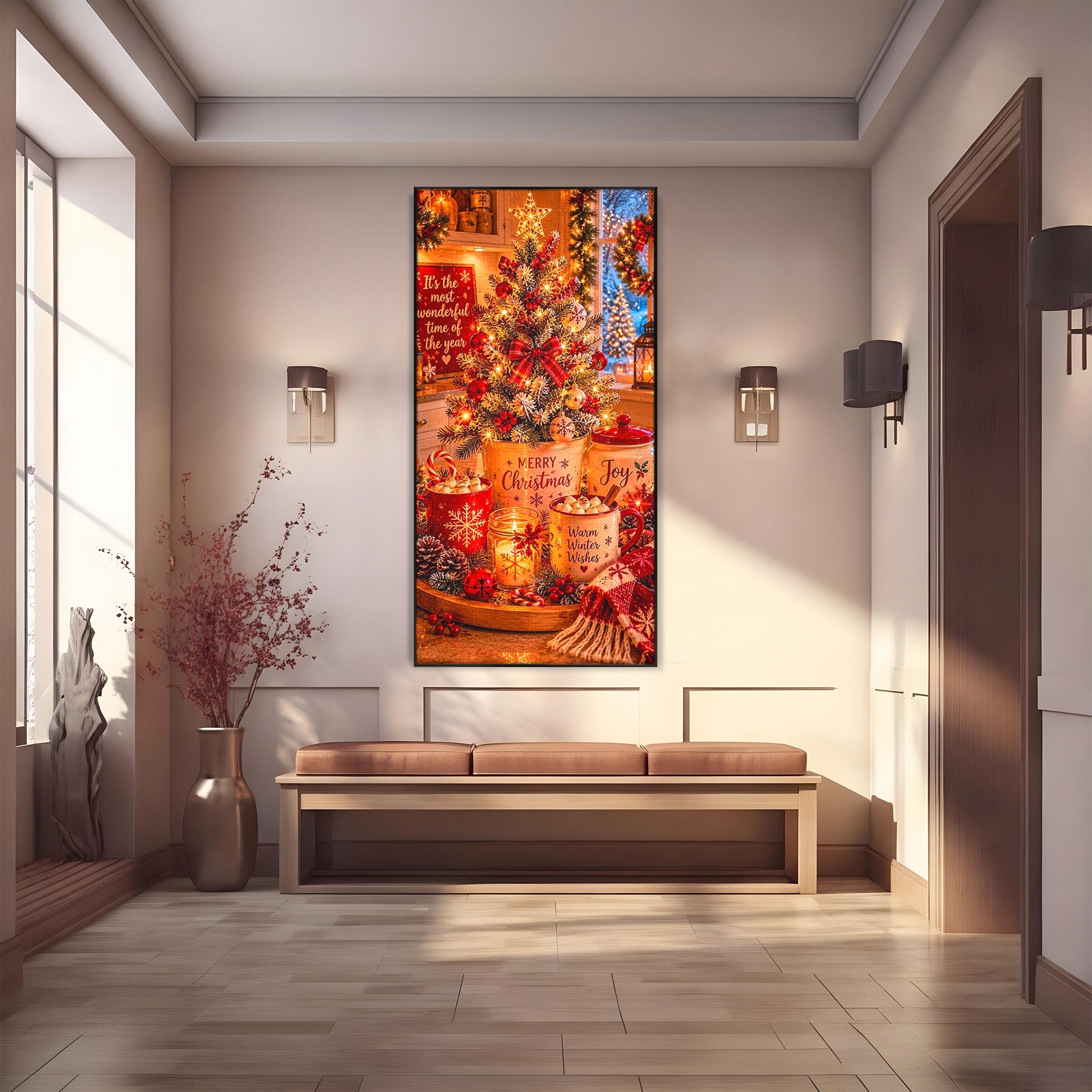 Tablou Canvas Premium LuxCanva® PI1331, Spiritul Craciunului, Bucurie, Decor Festiv, Iarna, Sarbatoare, Culori Vibrante, Bucatarie, Camera Copii
