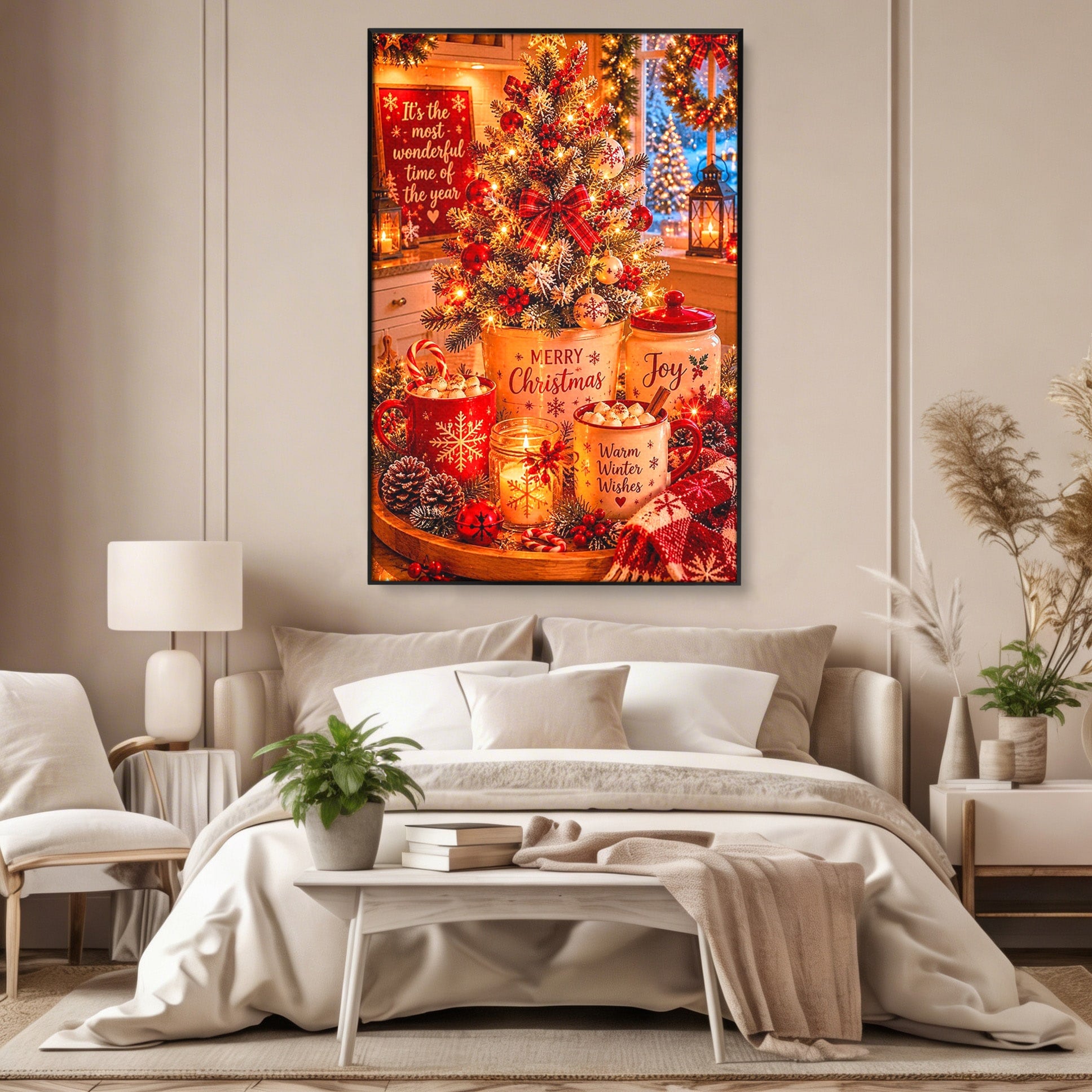 Tablou Canvas Premium LuxCanva® PI1331, Spiritul Craciunului, Bucurie, Decor Festiv, Iarna, Sarbatoare, Culori Vibrante, Bucatarie, Camera Copii