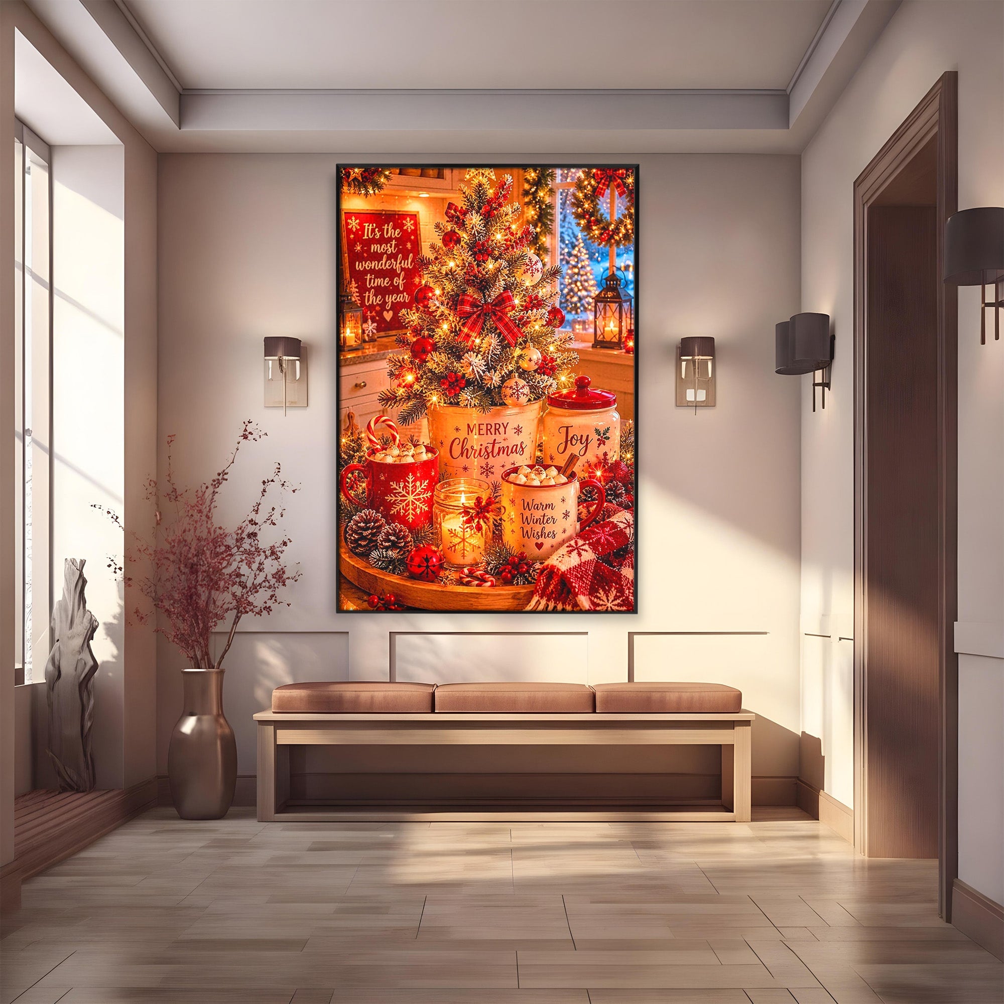 Tablou Canvas Premium LuxCanva® PI1331, Spiritul Craciunului, Bucurie, Decor Festiv, Iarna, Sarbatoare, Culori Vibrante, Bucatarie, Camera Copii