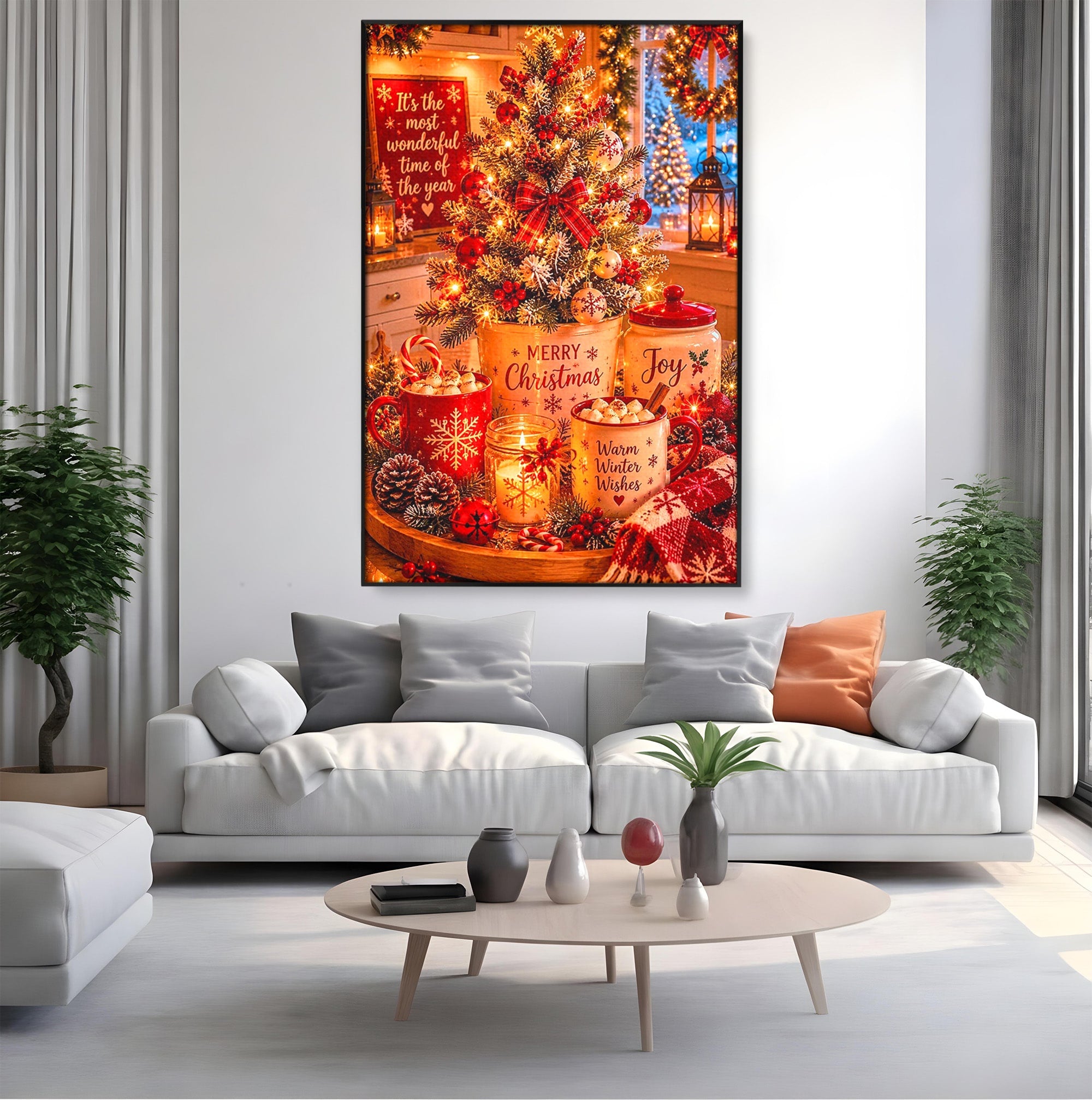 Tablou Canvas Premium LuxCanva® PI1331, Spiritul Craciunului, Bucurie, Decor Festiv, Iarna, Sarbatoare, Culori Vibrante, Bucatarie, Camera Copii