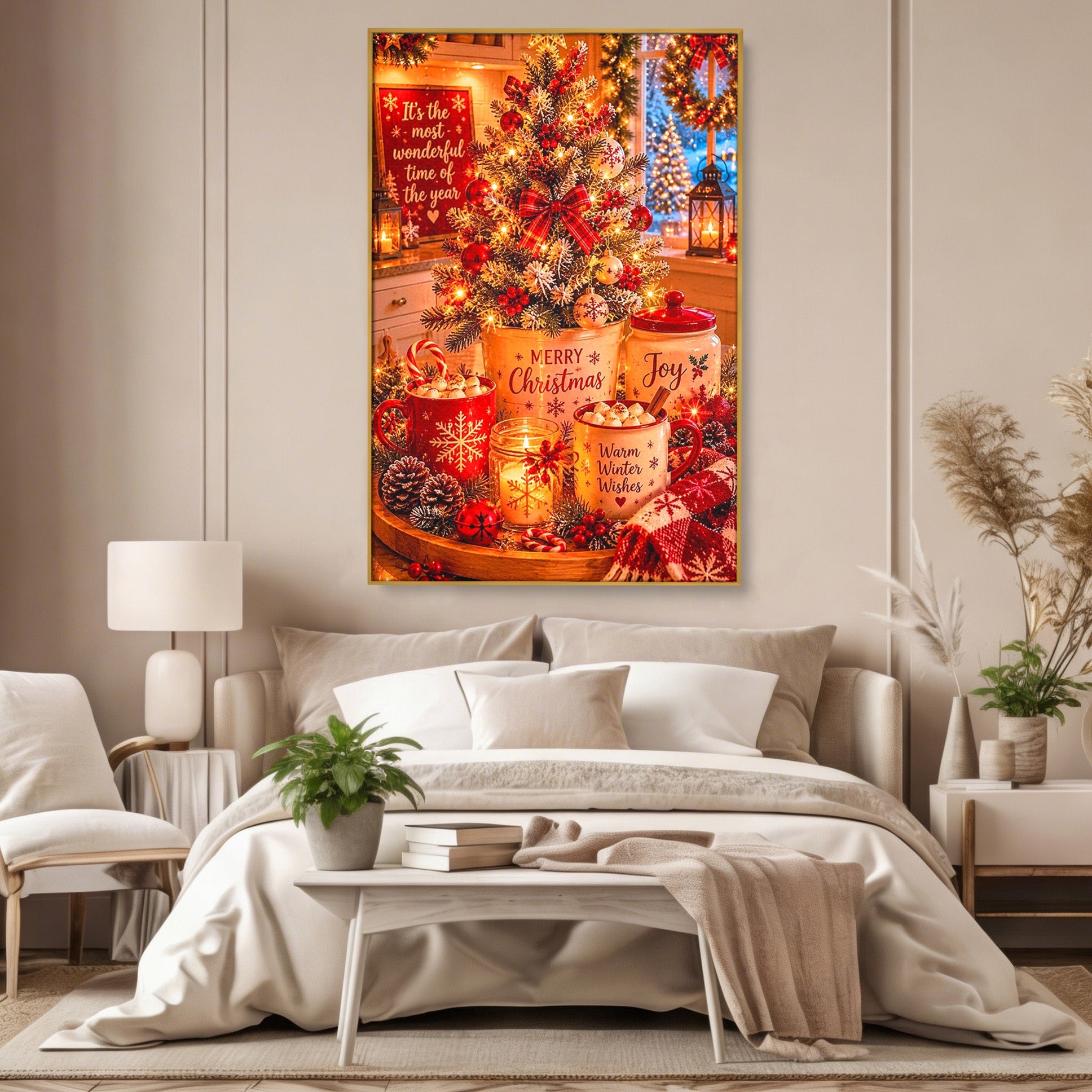 Tablou Canvas Premium LuxCanva® PI1331, Spiritul Craciunului, Bucurie, Decor Festiv, Iarna, Sarbatoare, Culori Vibrante, Bucatarie, Camera Copii