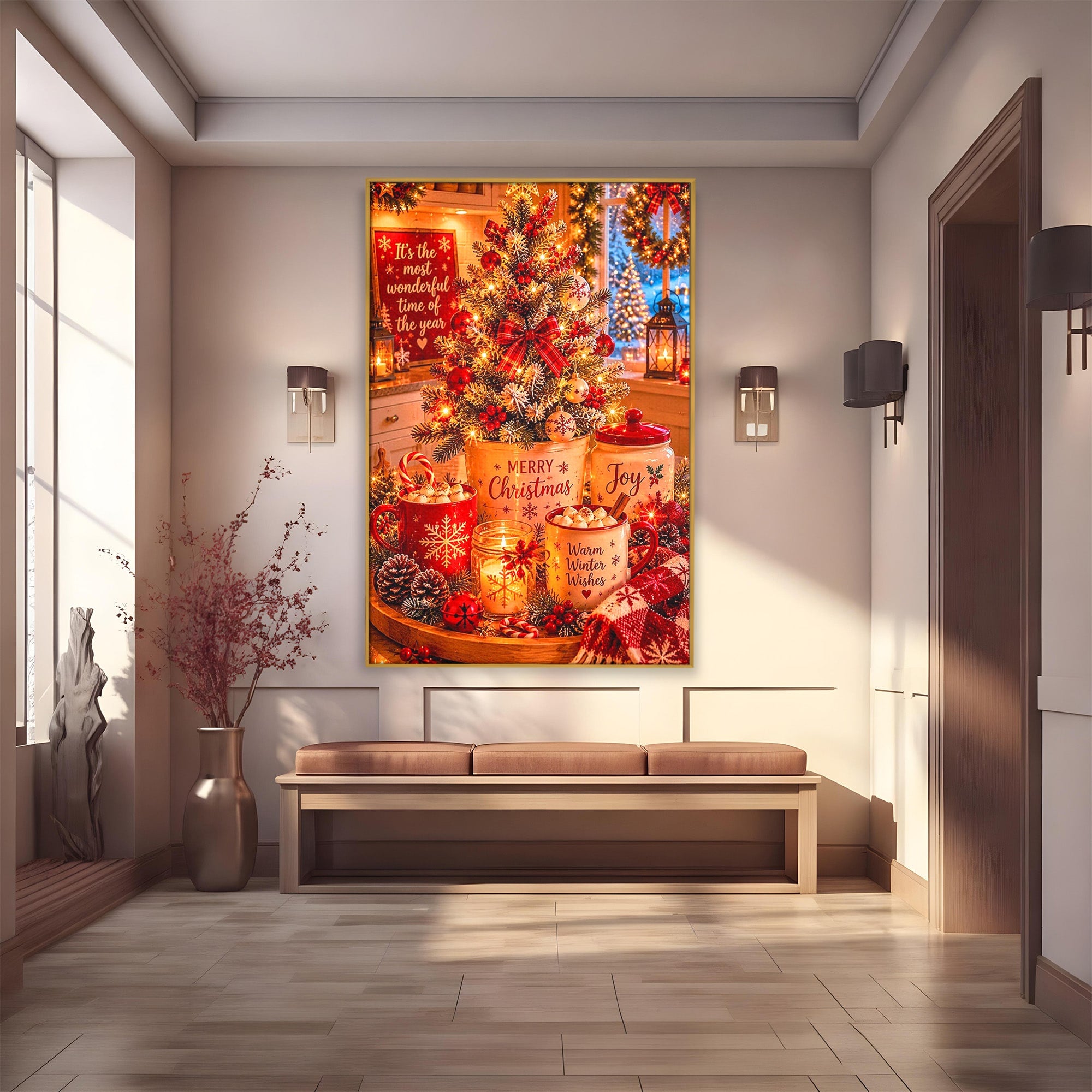 Tablou Canvas Premium LuxCanva® PI1331, Spiritul Craciunului, Bucurie, Decor Festiv, Iarna, Sarbatoare, Culori Vibrante, Bucatarie, Camera Copii
