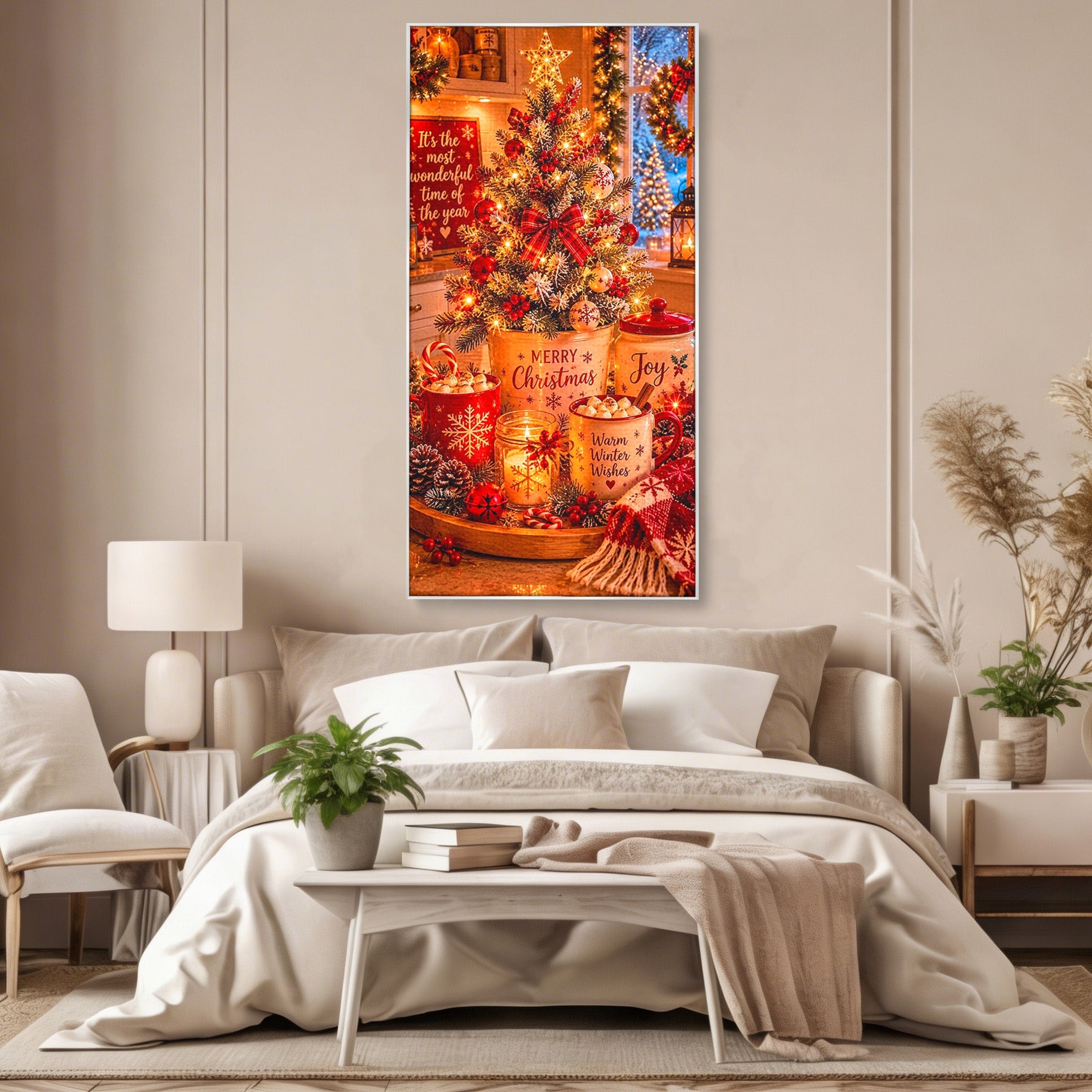 Tablou Canvas Premium LuxCanva® PI1331, Spiritul Craciunului, Bucurie, Decor Festiv, Iarna, Sarbatoare, Culori Vibrante, Bucatarie, Camera Copii