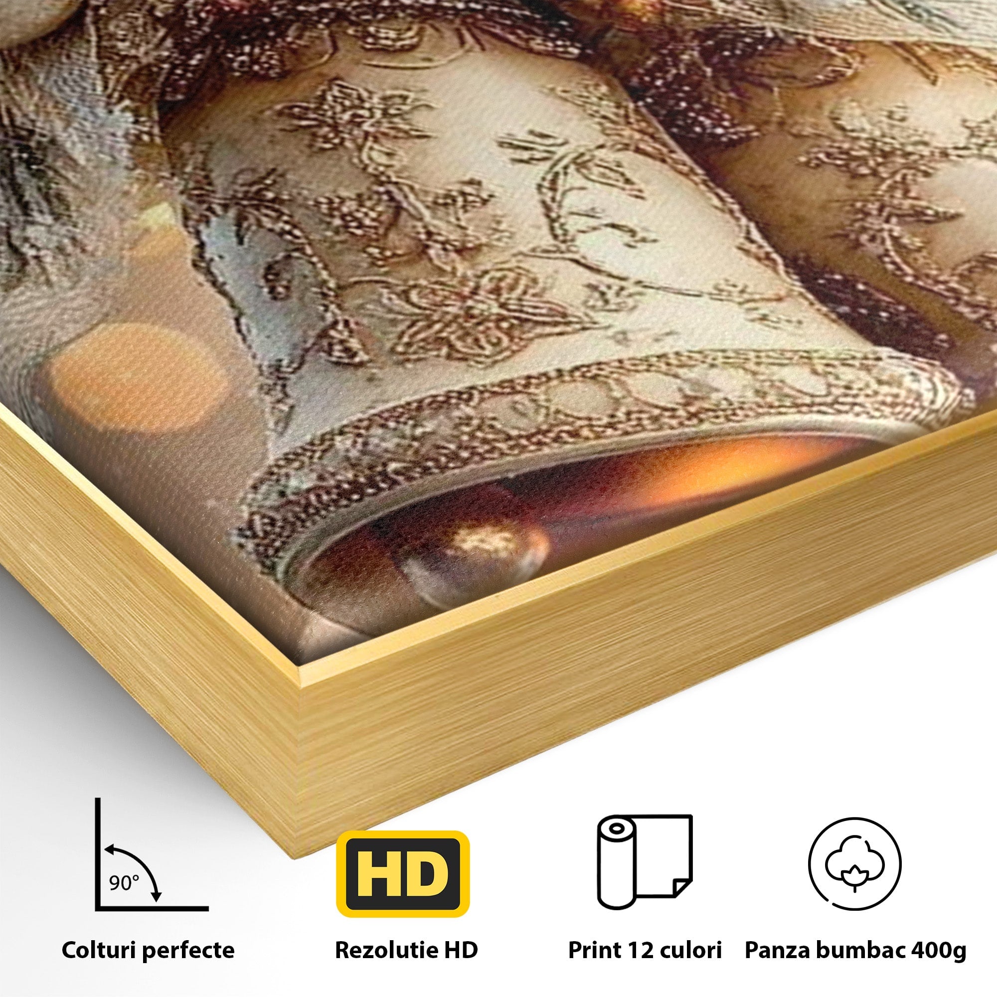Tablou Canvas Premium LuxCanva® PI1332, Clopotei De Craciun, Clinchet, Conuri, Decor Festiv, Sarbatori, Culori Vibrante, Living, Dormitor
