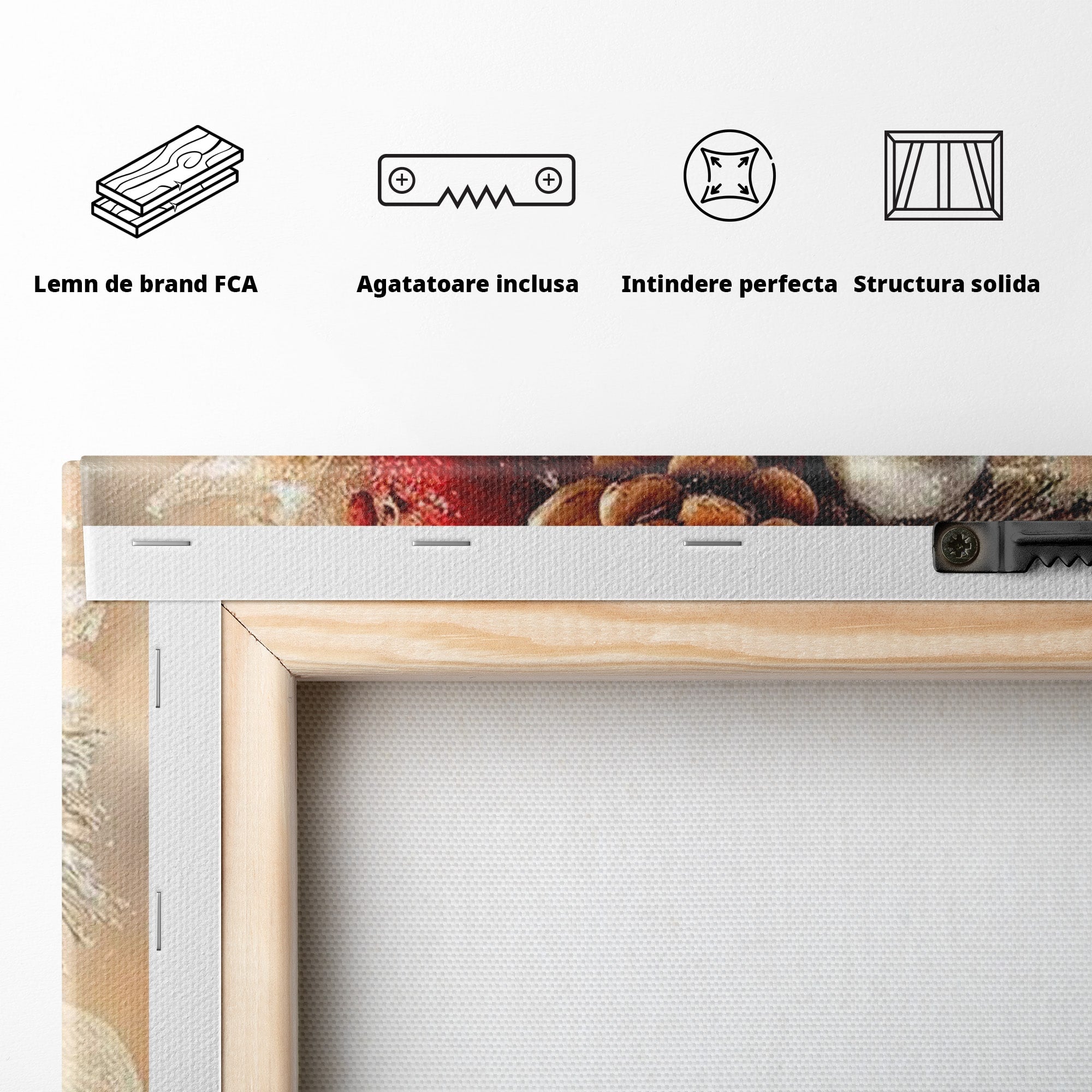 Tablou Canvas Premium LuxCanva® PI1332, Clopotei De Craciun, Clinchet, Conuri, Decor Festiv, Sarbatori, Culori Vibrante, Living, Dormitor