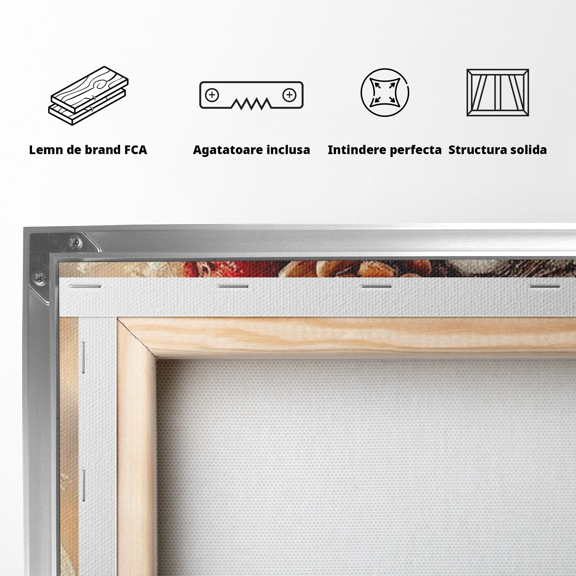 Tablou Canvas Premium LuxCanva® PI1332, Clopotei De Craciun, Clinchet, Conuri, Decor Festiv, Sarbatori, Culori Vibrante, Living, Dormitor