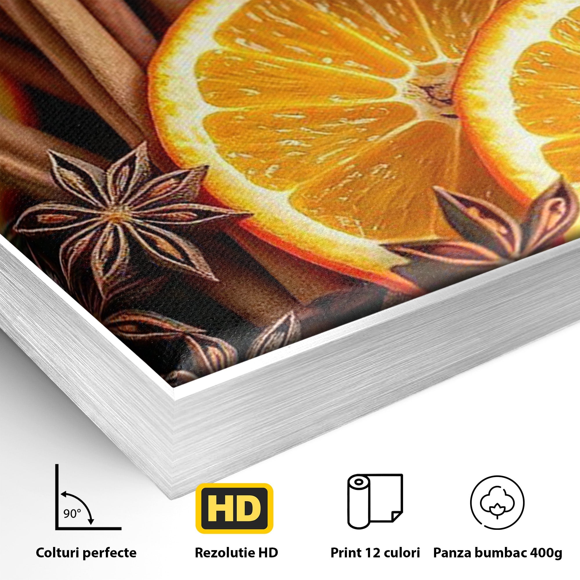 Tablou Canvas Premium LuxCanva® PI1333, Portocale Si Scortisoara, Citrice, Arome, Craciun, Miresme, Culori Vibrante, Bucatarie