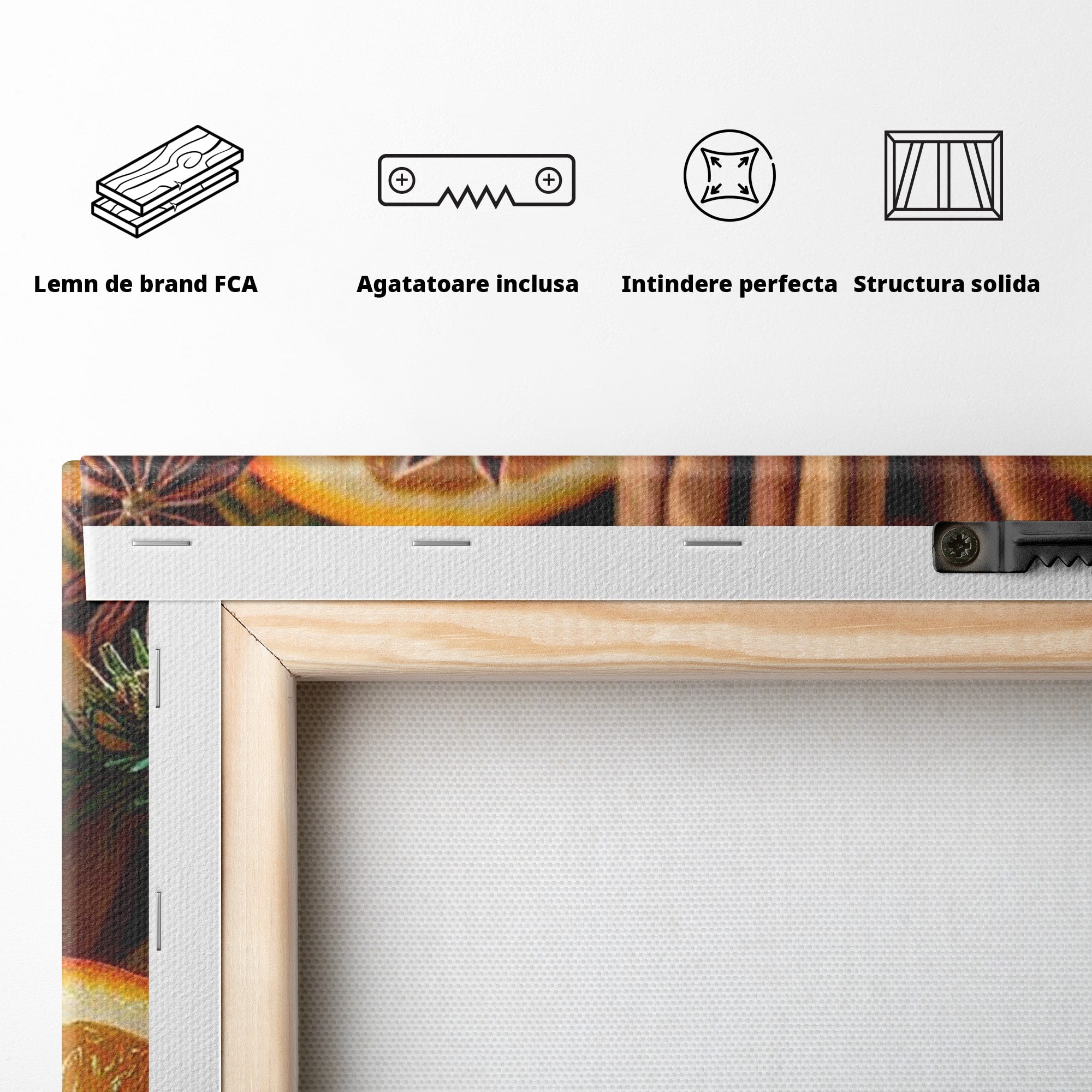 Tablou Canvas Premium LuxCanva® PI1333, Portocale Si Scortisoara, Citrice, Arome, Craciun, Miresme, Culori Vibrante, Bucatarie
