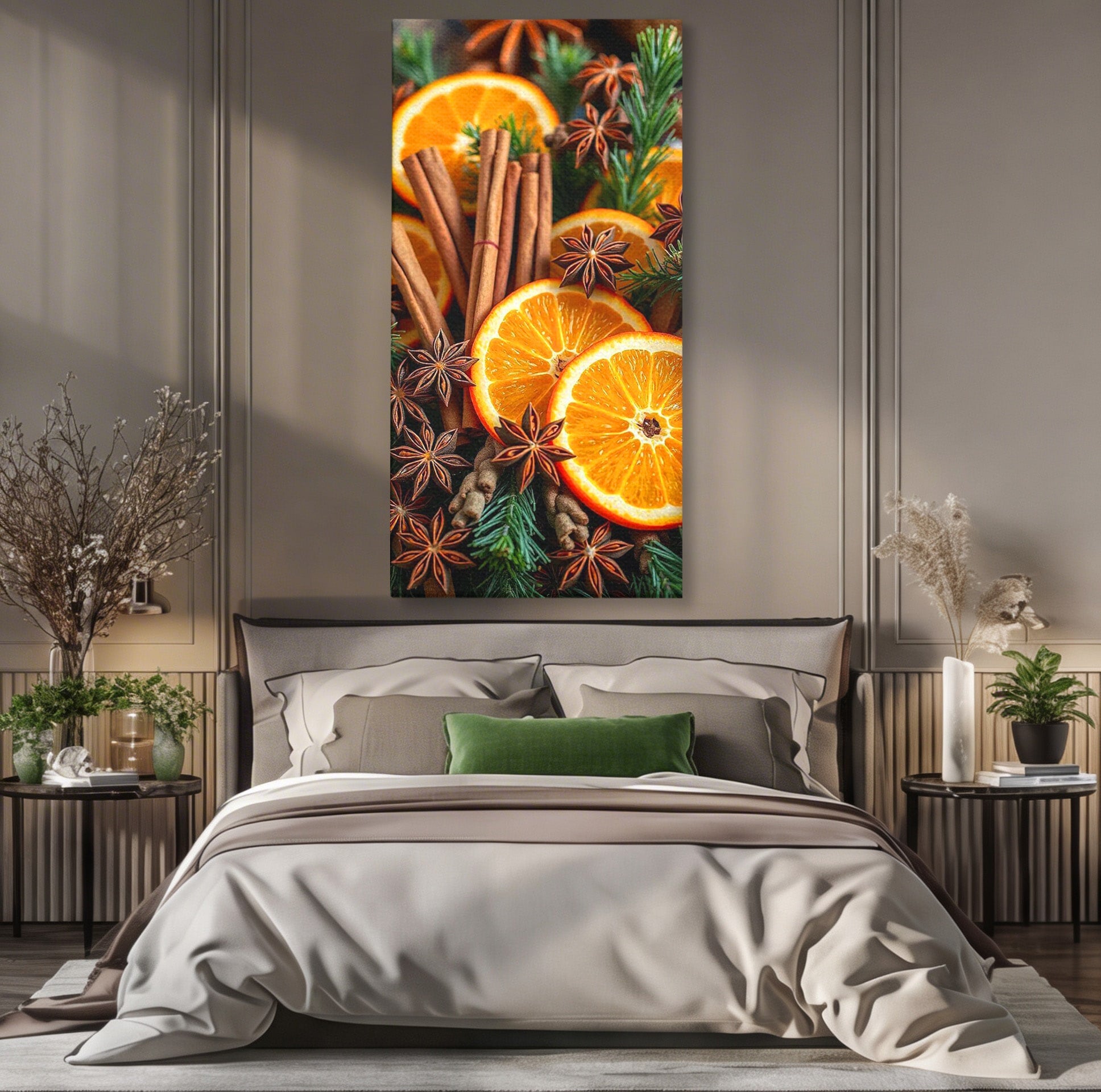 Tablou Canvas Premium LuxCanva® PI1333, Portocale Si Scortisoara, Citrice, Arome, Craciun, Miresme, Culori Vibrante, Bucatarie