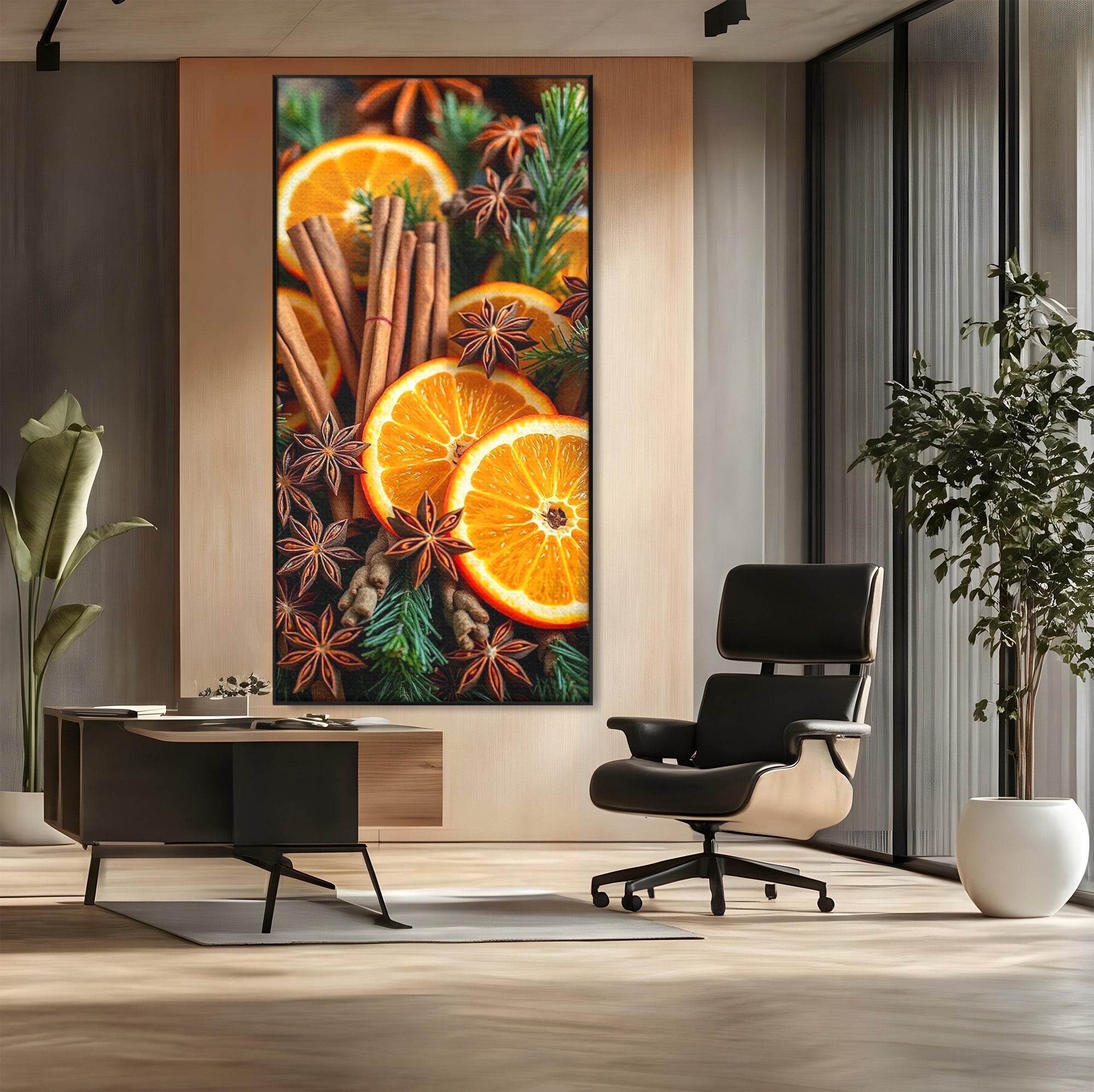 Tablou Canvas Premium LuxCanva® PI1333, Portocale Si Scortisoara, Citrice, Arome, Craciun, Miresme, Culori Vibrante, Bucatarie