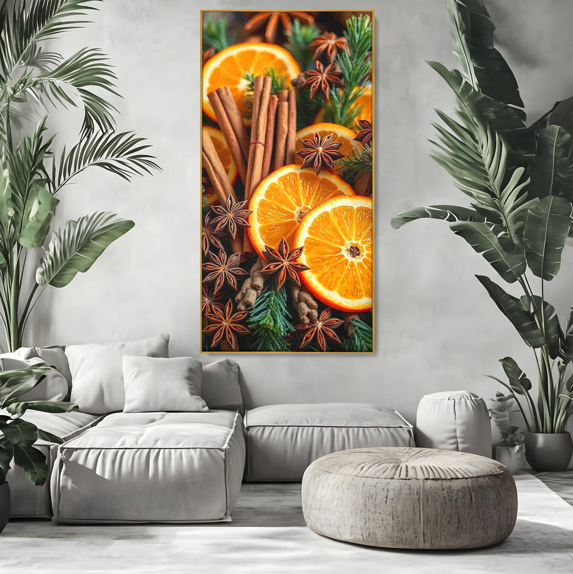 Tablou Canvas Premium LuxCanva® PI1333, Portocale Si Scortisoara, Citrice, Arome, Craciun, Miresme, Culori Vibrante, Bucatarie