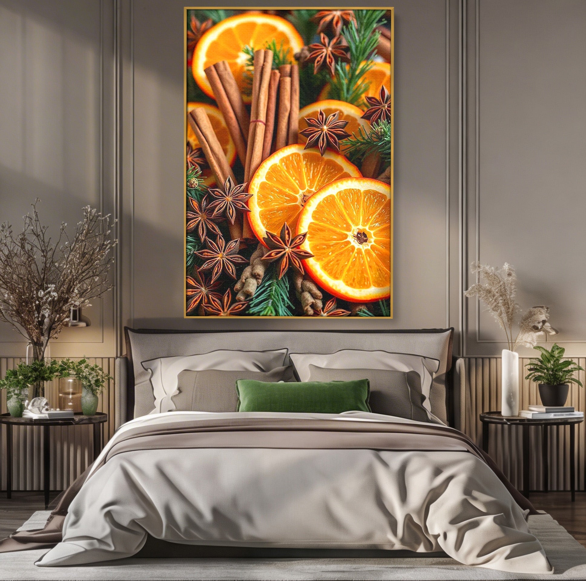 Tablou Canvas Premium LuxCanva® PI1333, Portocale Si Scortisoara, Citrice, Arome, Craciun, Miresme, Culori Vibrante, Bucatarie