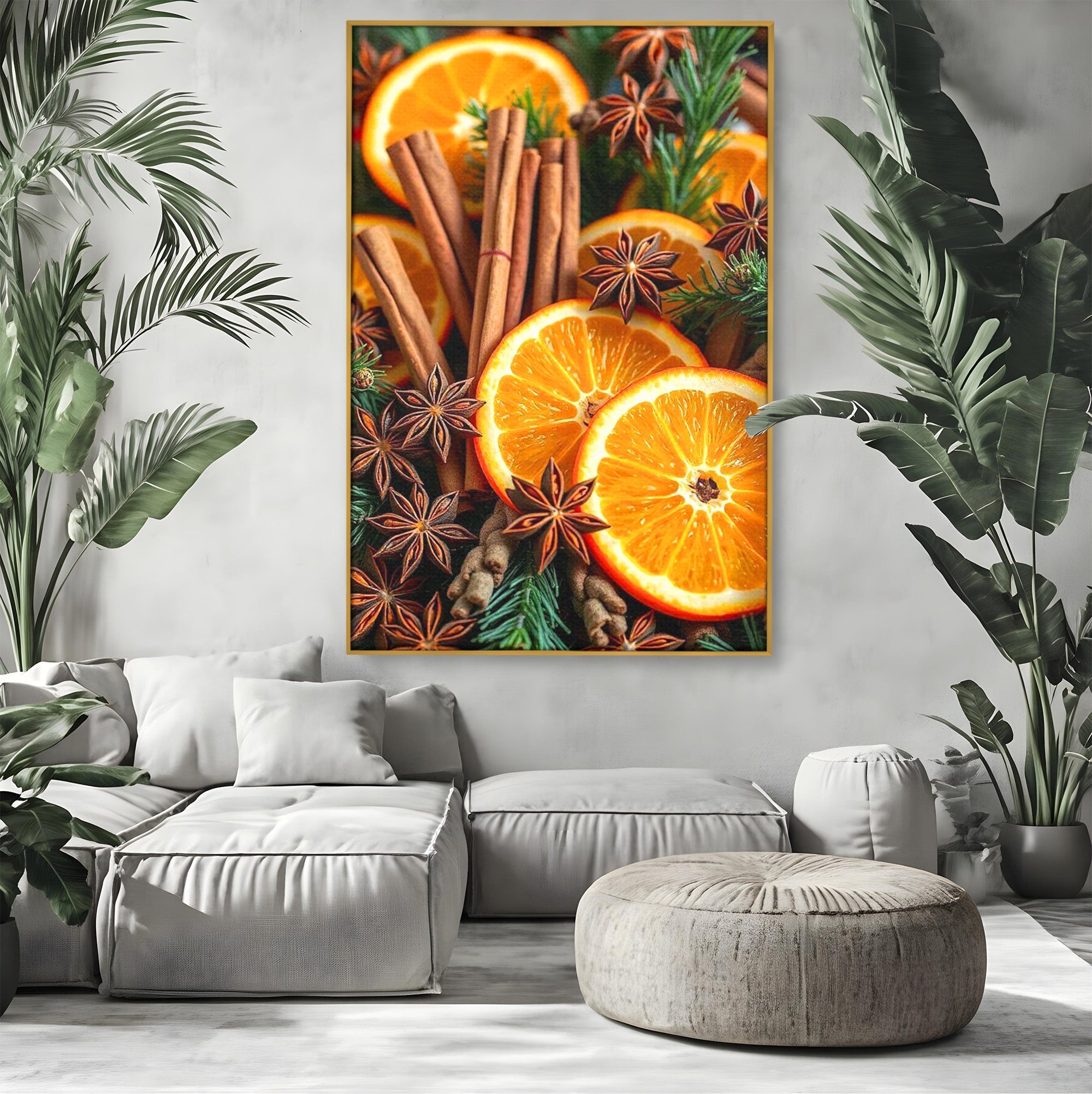 Tablou Canvas Premium LuxCanva® PI1333, Portocale Si Scortisoara, Citrice, Arome, Craciun, Miresme, Culori Vibrante, Bucatarie