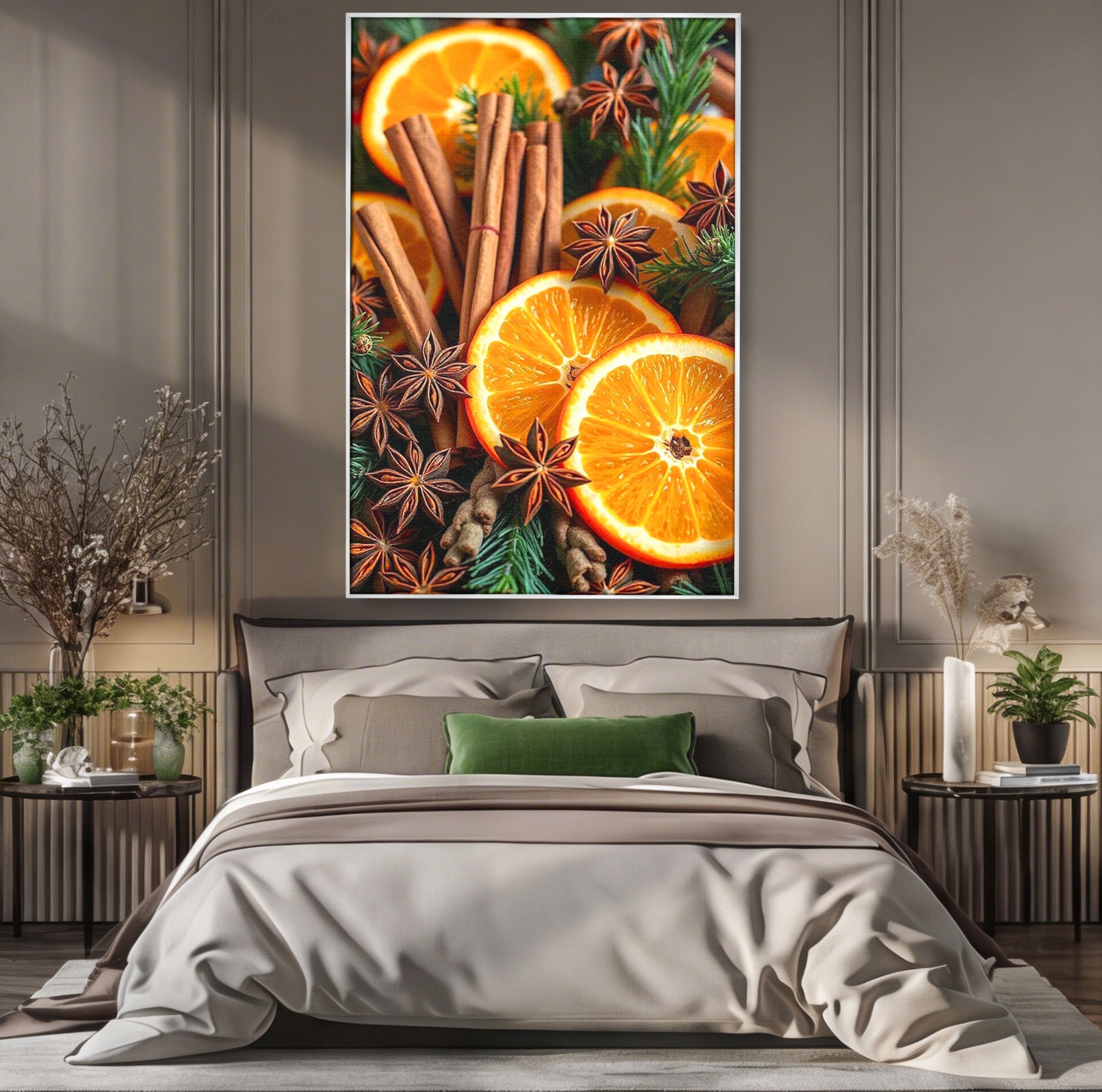 Tablou Canvas Premium LuxCanva® PI1333, Portocale Si Scortisoara, Citrice, Arome, Craciun, Miresme, Culori Vibrante, Bucatarie