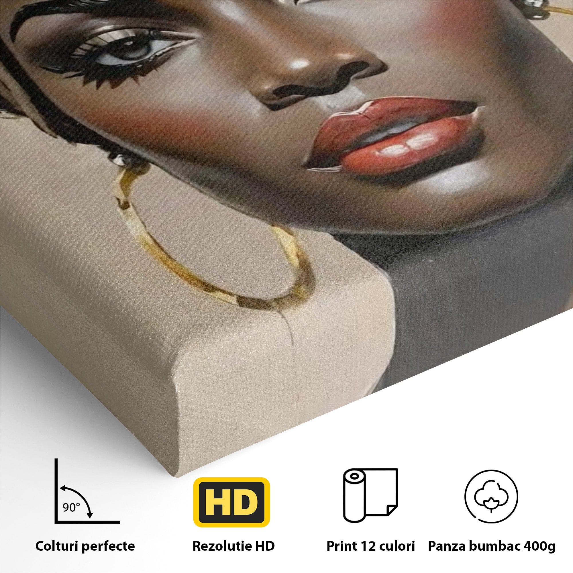 Tablou Canvas Premium LuxCanva® PI1335, Fascinatia Unui Chip, Portret, Femeie, Eleganta, Arta, Culori Vibrante, Living, Dormitor