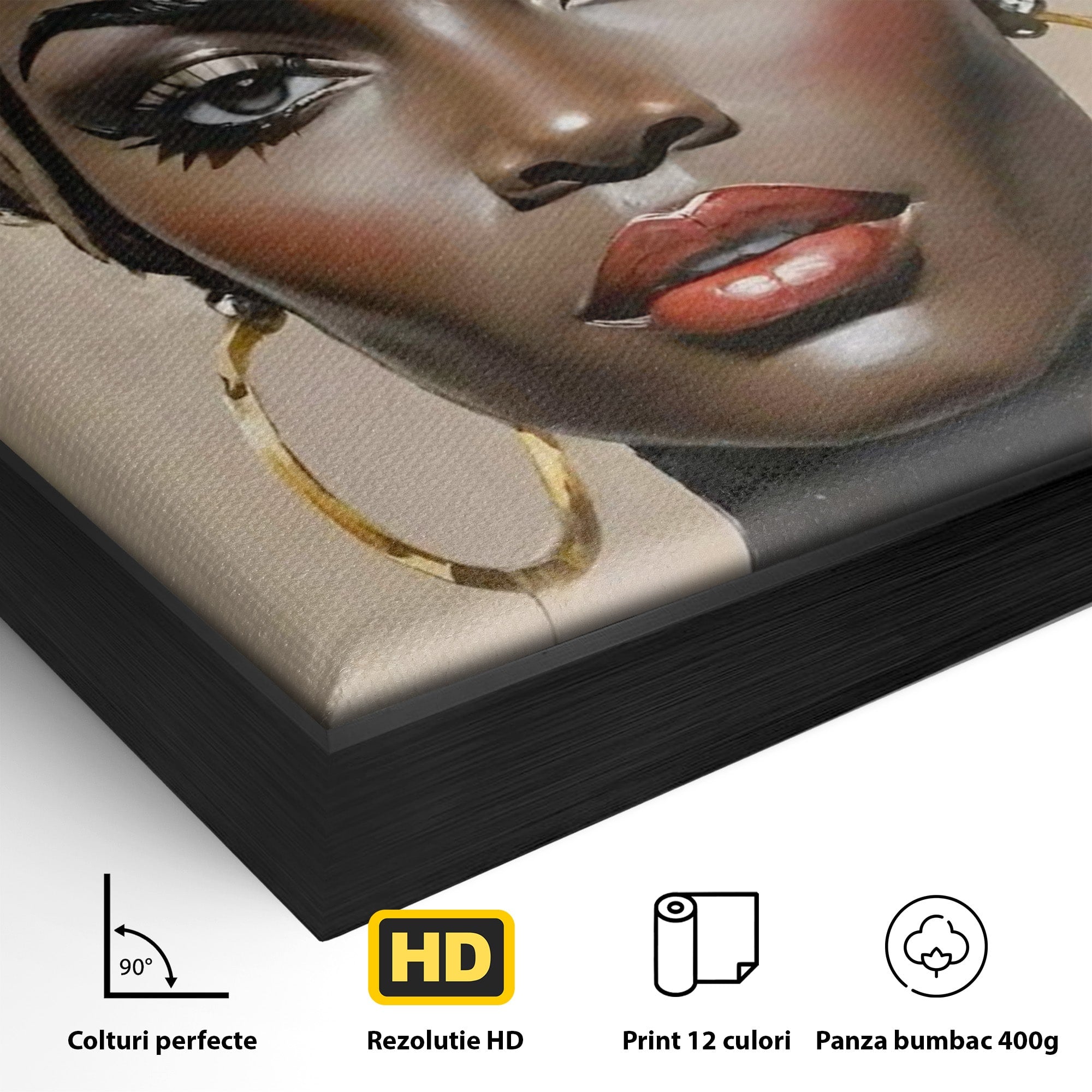 Tablou Canvas Premium LuxCanva® PI1335, Fascinatia Unui Chip, Portret, Femeie, Eleganta, Arta, Culori Vibrante, Living, Dormitor