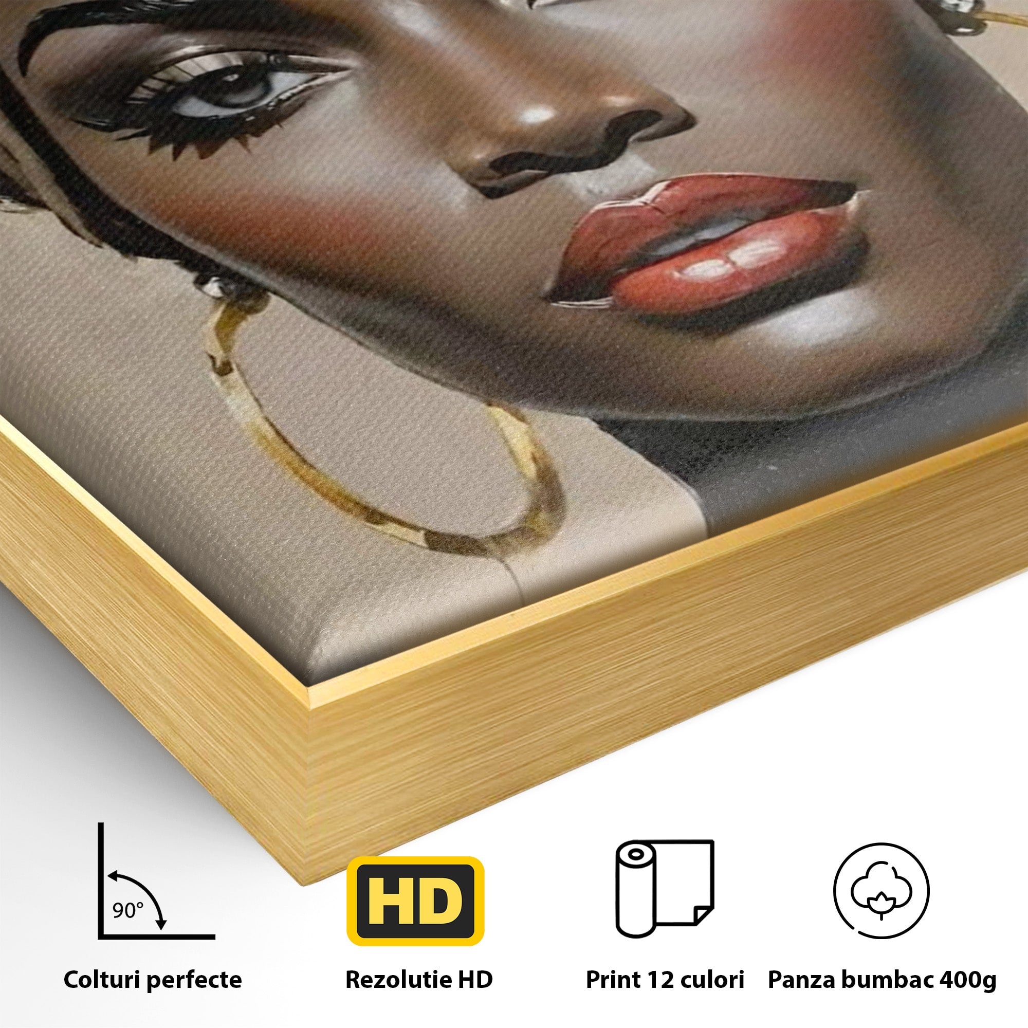 Tablou Canvas Premium LuxCanva® PI1335, Fascinatia Unui Chip, Portret, Femeie, Eleganta, Arta, Culori Vibrante, Living, Dormitor