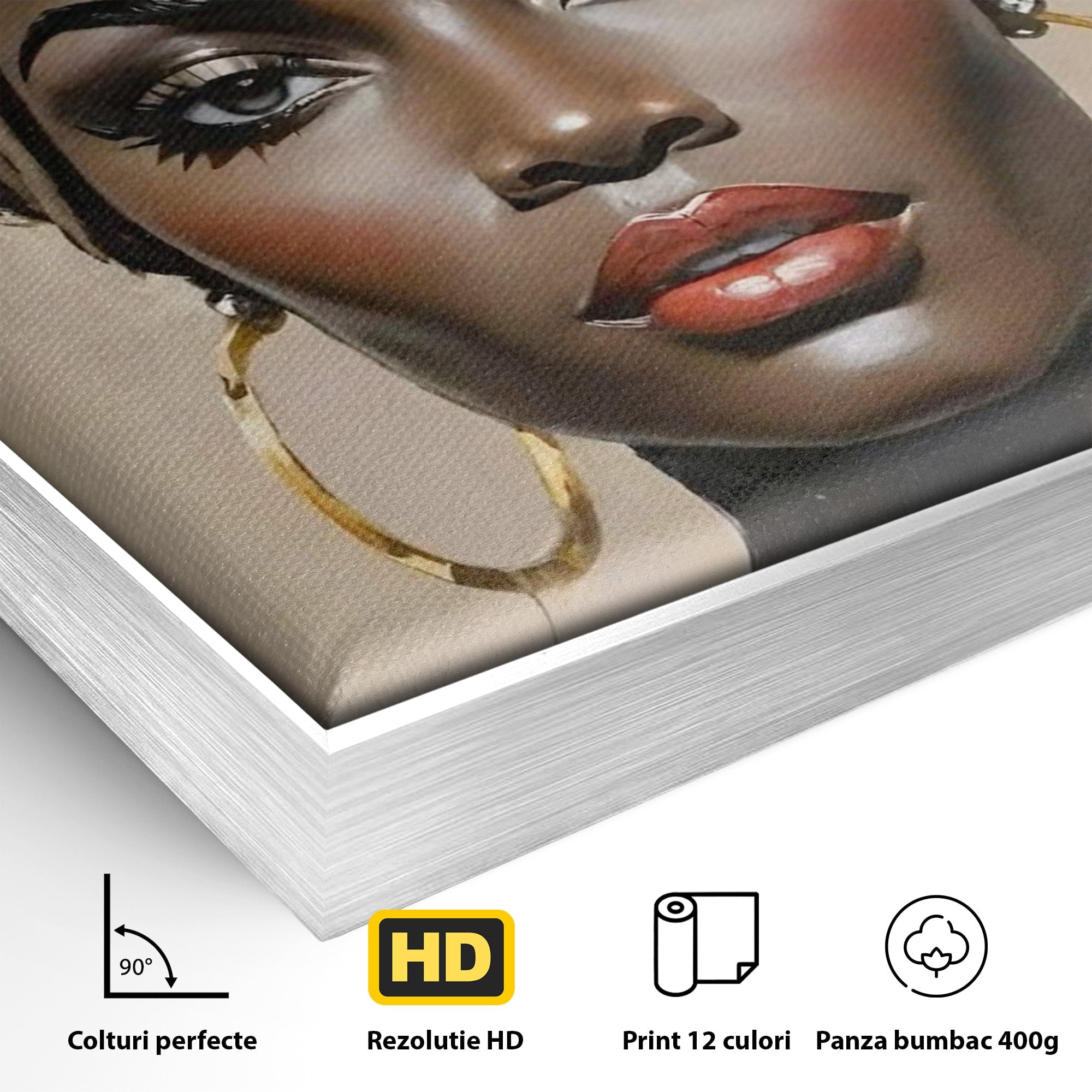 Tablou Canvas Premium LuxCanva® PI1335, Fascinatia Unui Chip, Portret, Femeie, Eleganta, Arta, Culori Vibrante, Living, Dormitor