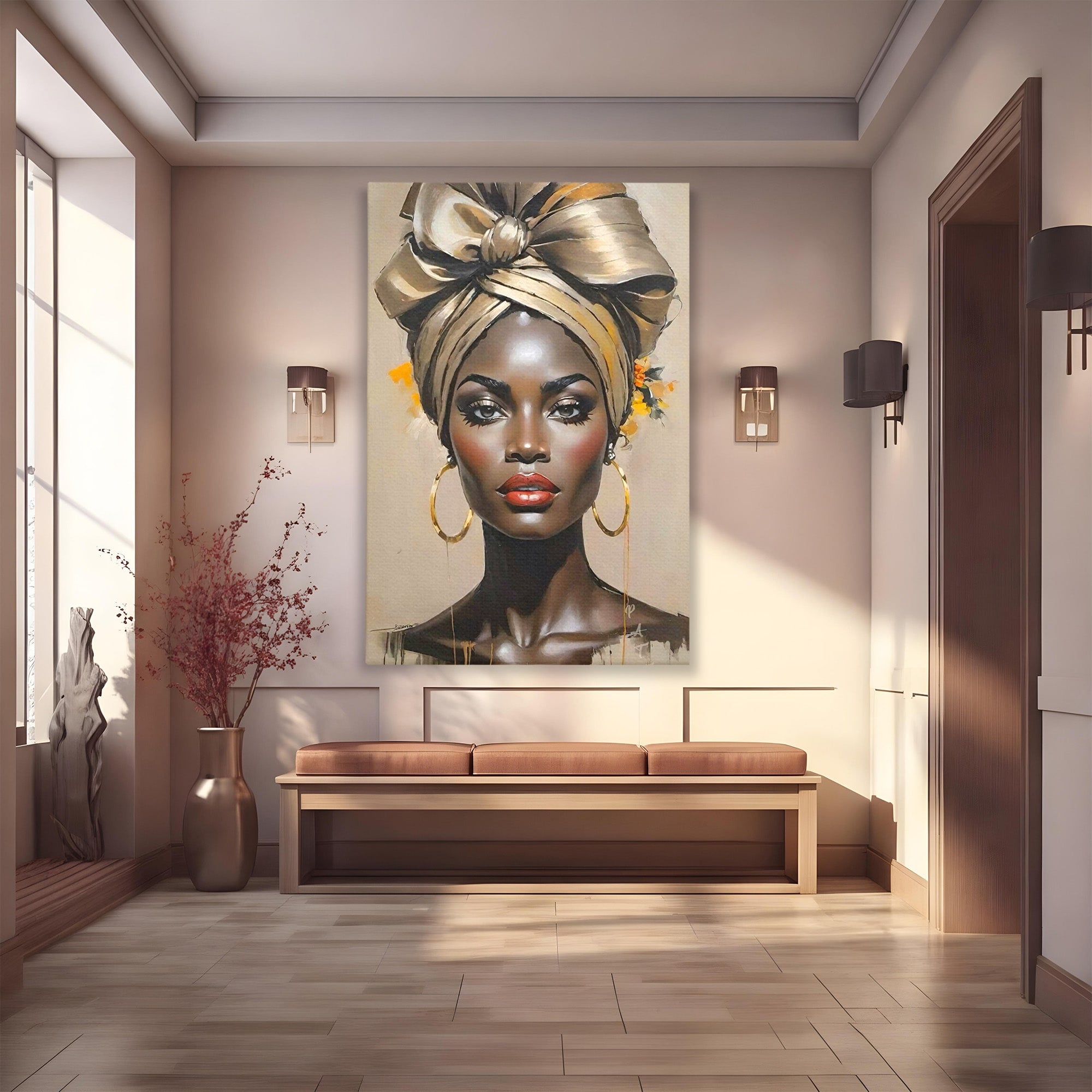 Tablou Canvas Premium LuxCanva® PI1335, Fascinatia Unui Chip, Portret, Femeie, Eleganta, Arta, Culori Vibrante, Living, Dormitor