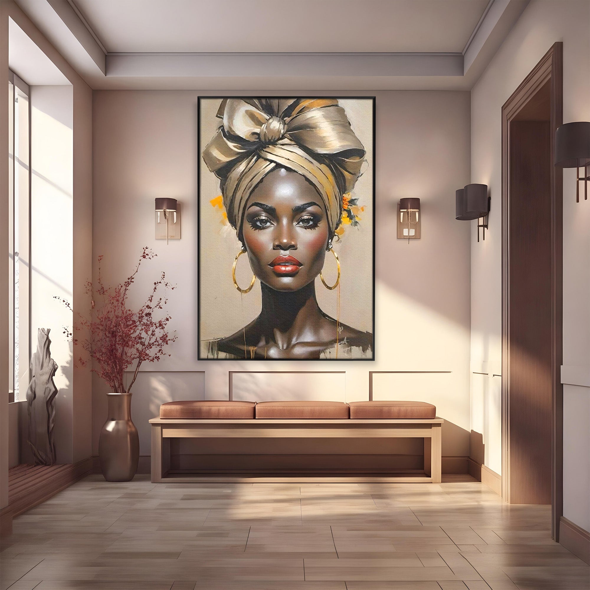 Tablou Canvas Premium LuxCanva® PI1335, Fascinatia Unui Chip, Portret, Femeie, Eleganta, Arta, Culori Vibrante, Living, Dormitor