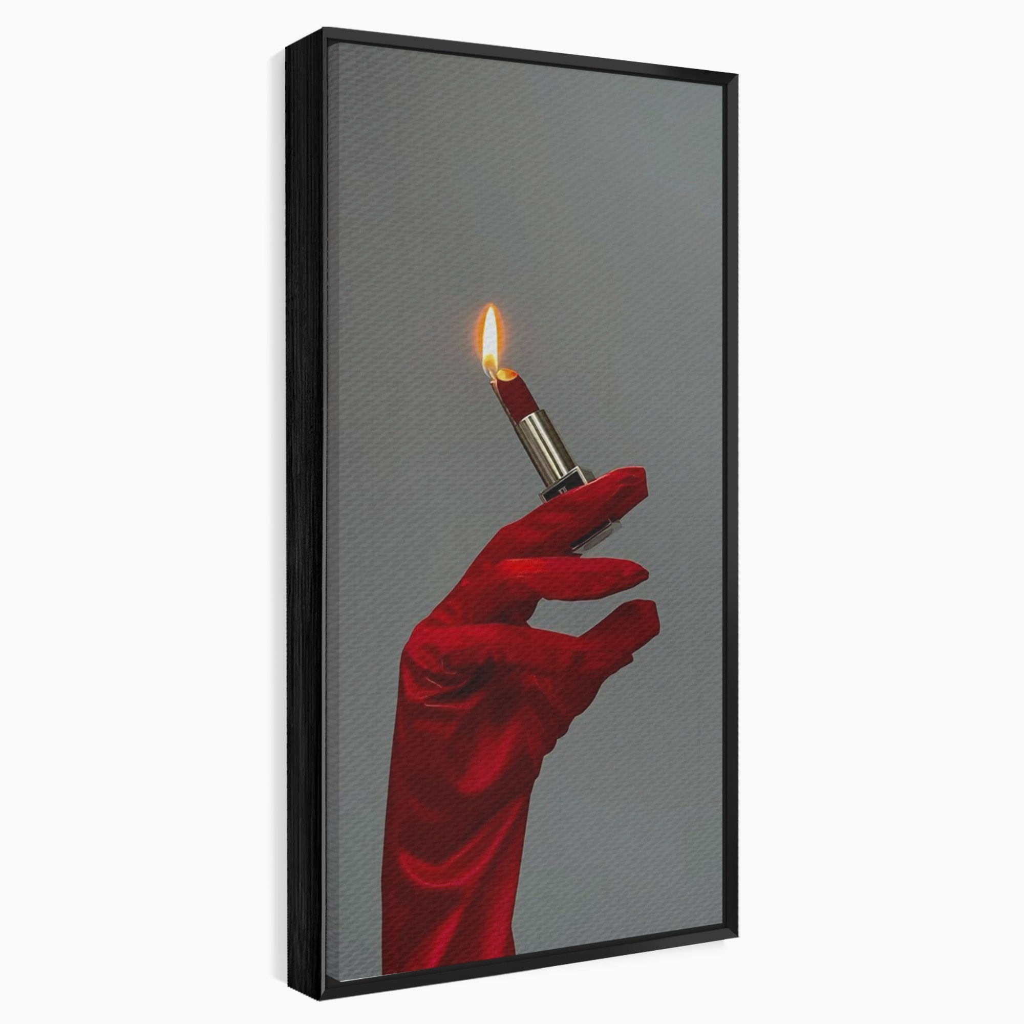 Tablou Canvas Premium LuxCanva® PI1336, Ruj Aprins, Rosu, Foc, MakeUp, Manusi, Mister, Culori Vibrante, Living, Dormitor, Salon