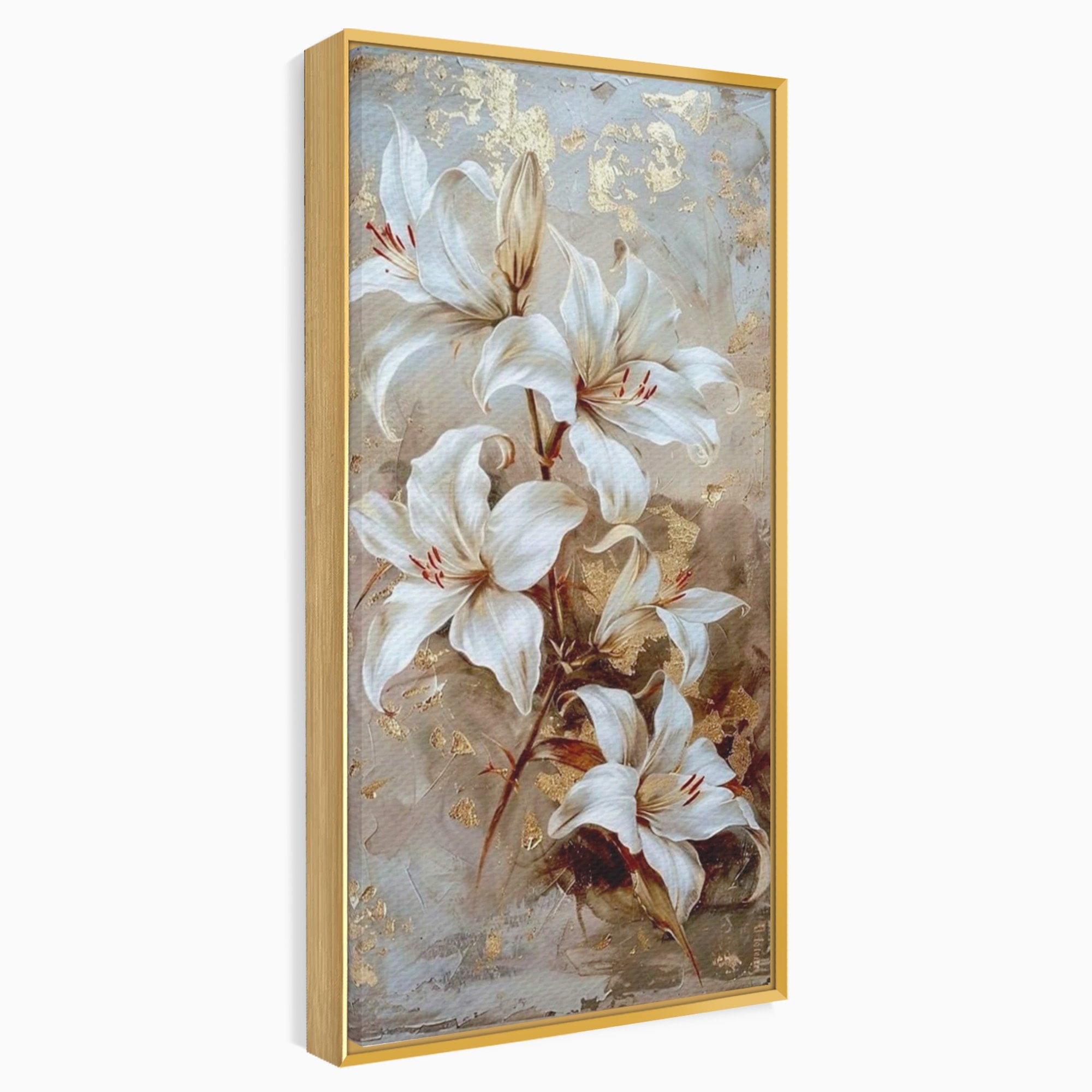 Tablou Canvas Premium LuxCanva® PI1337, Crini Aurii, Petale, Floral, Eleganta, Culori Vibrante, Living, Dormitor