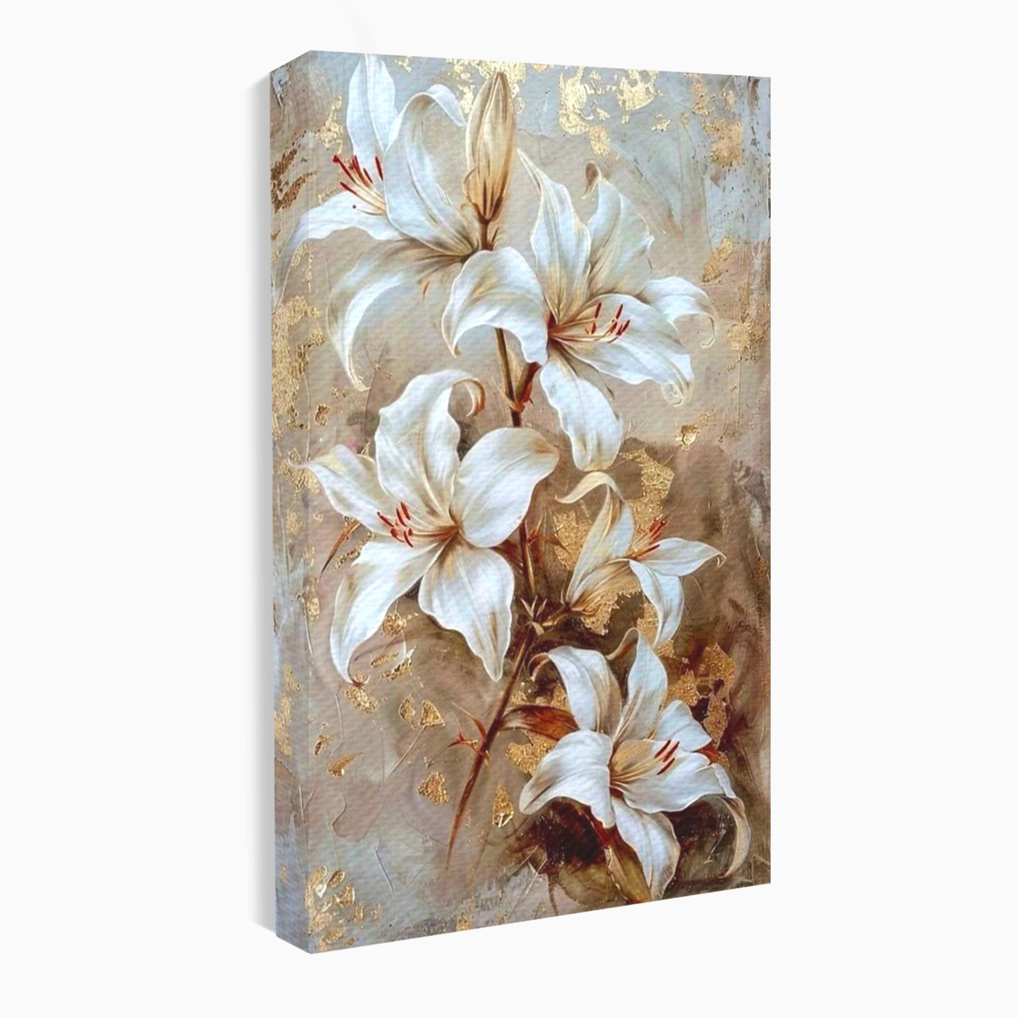 Tablou Canvas Premium LuxCanva® PI1337, Crini Aurii, Petale, Floral, Eleganta, Culori Vibrante, Living, Dormitor