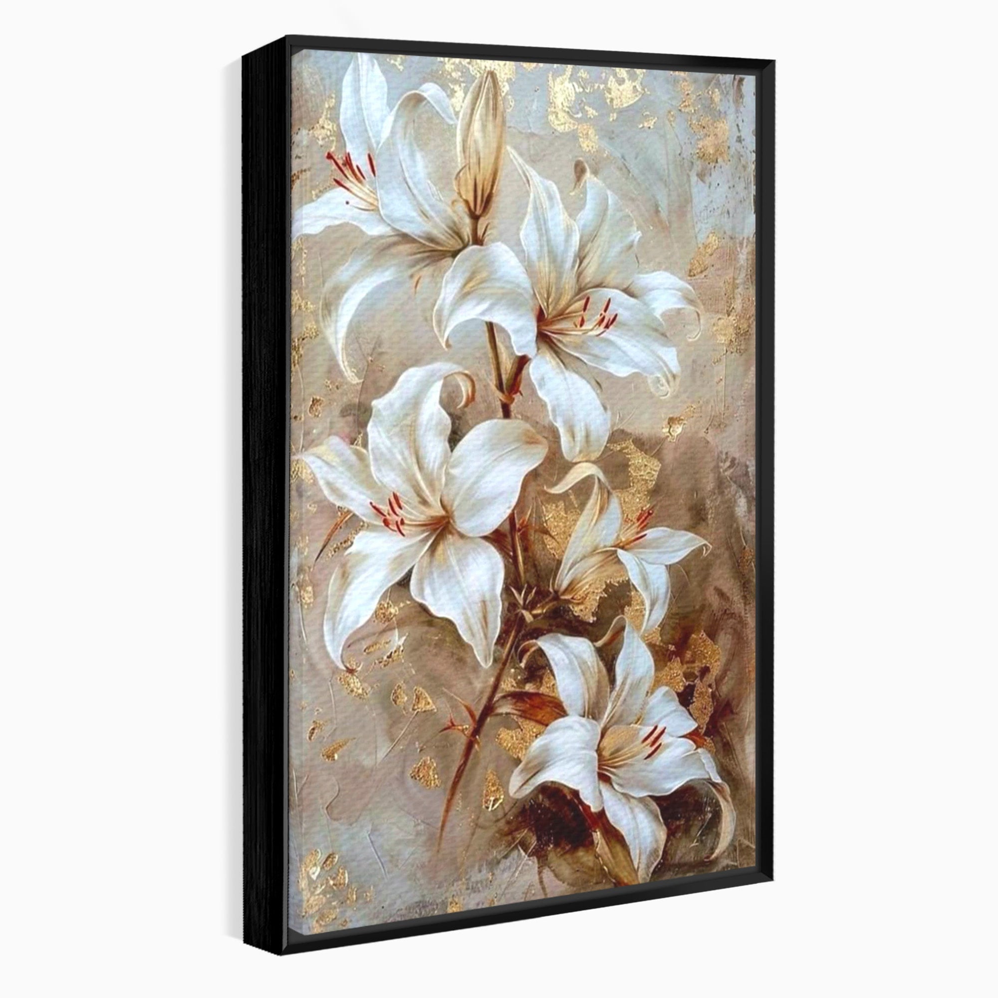 Tablou Canvas Premium LuxCanva® PI1337, Crini Aurii, Petale, Floral, Eleganta, Culori Vibrante, Living, Dormitor