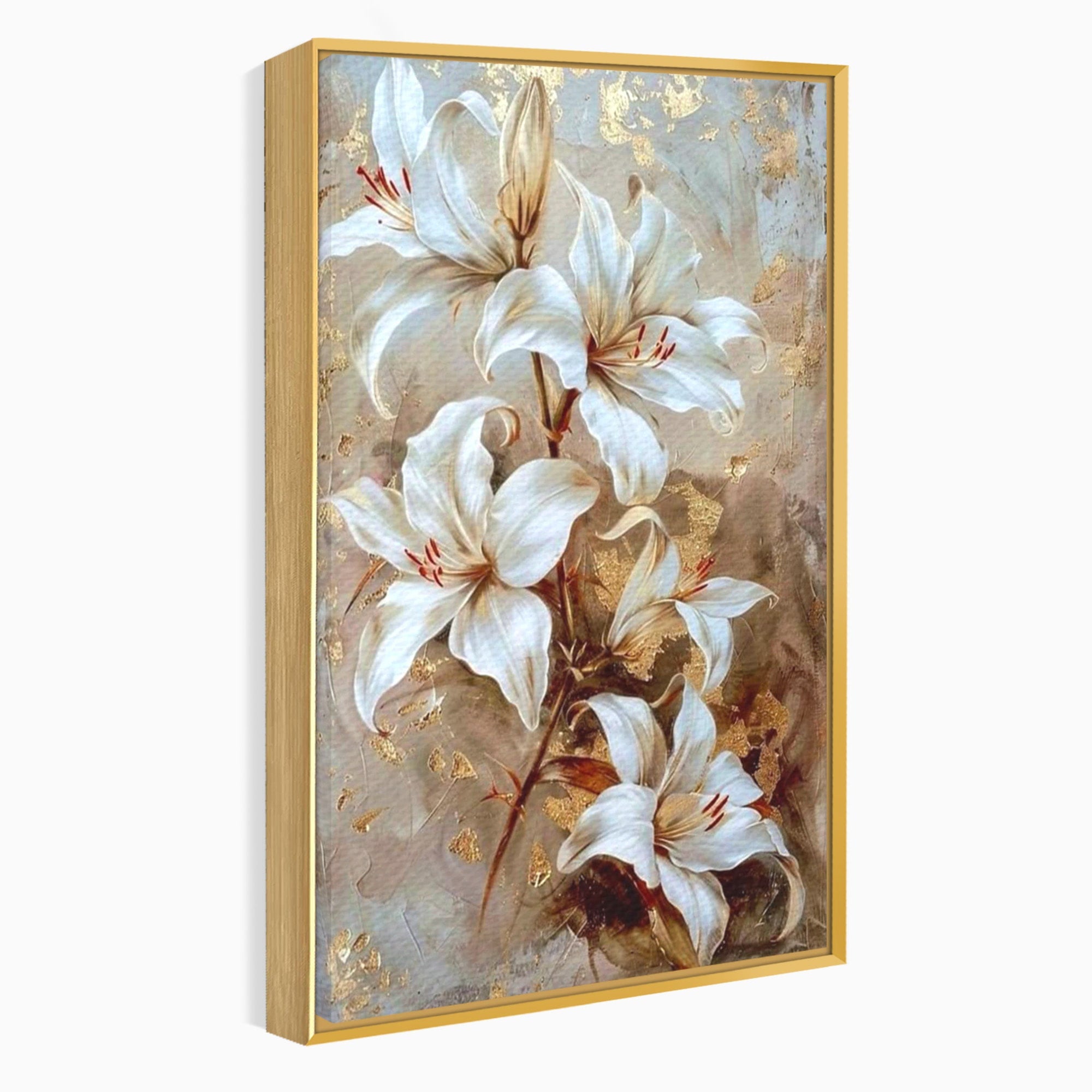 Tablou Canvas Premium LuxCanva® PI1337, Crini Aurii, Petale, Floral, Eleganta, Culori Vibrante, Living, Dormitor