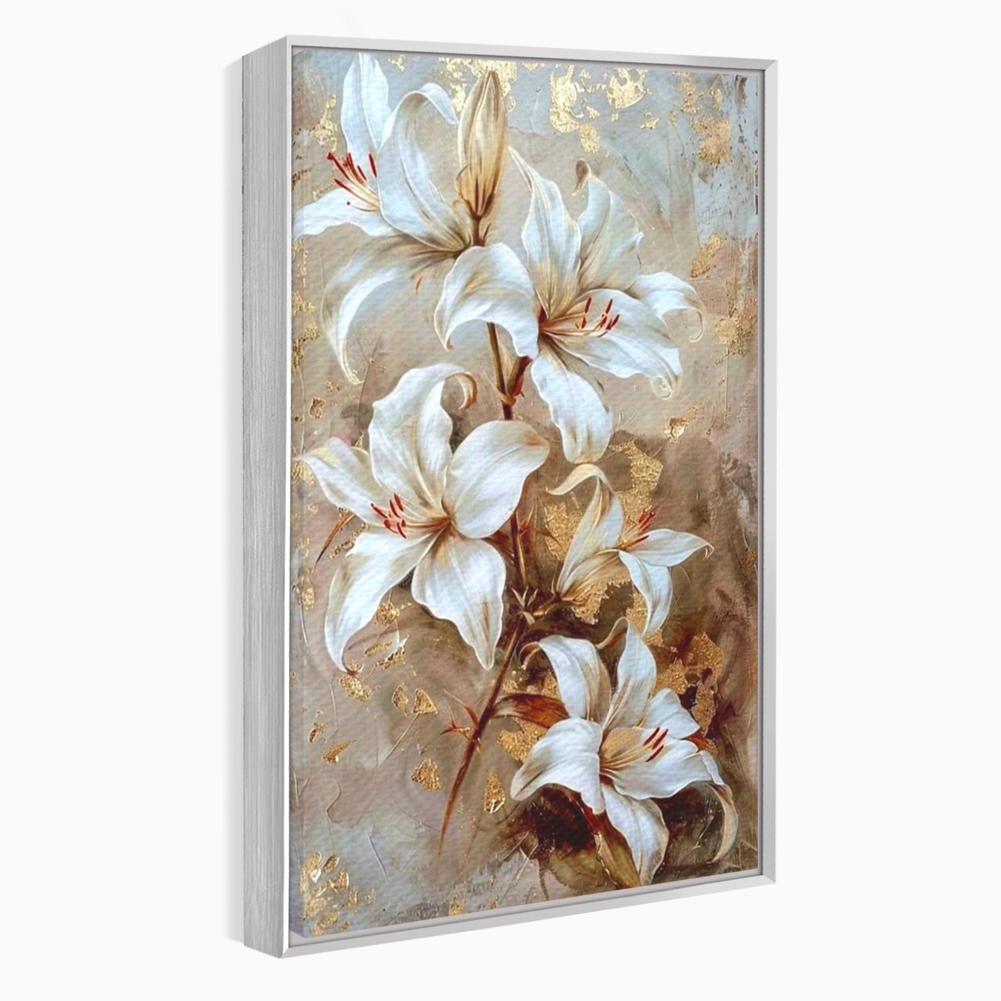 Tablou Canvas Premium LuxCanva® PI1337, Crini Aurii, Petale, Floral, Eleganta, Culori Vibrante, Living, Dormitor