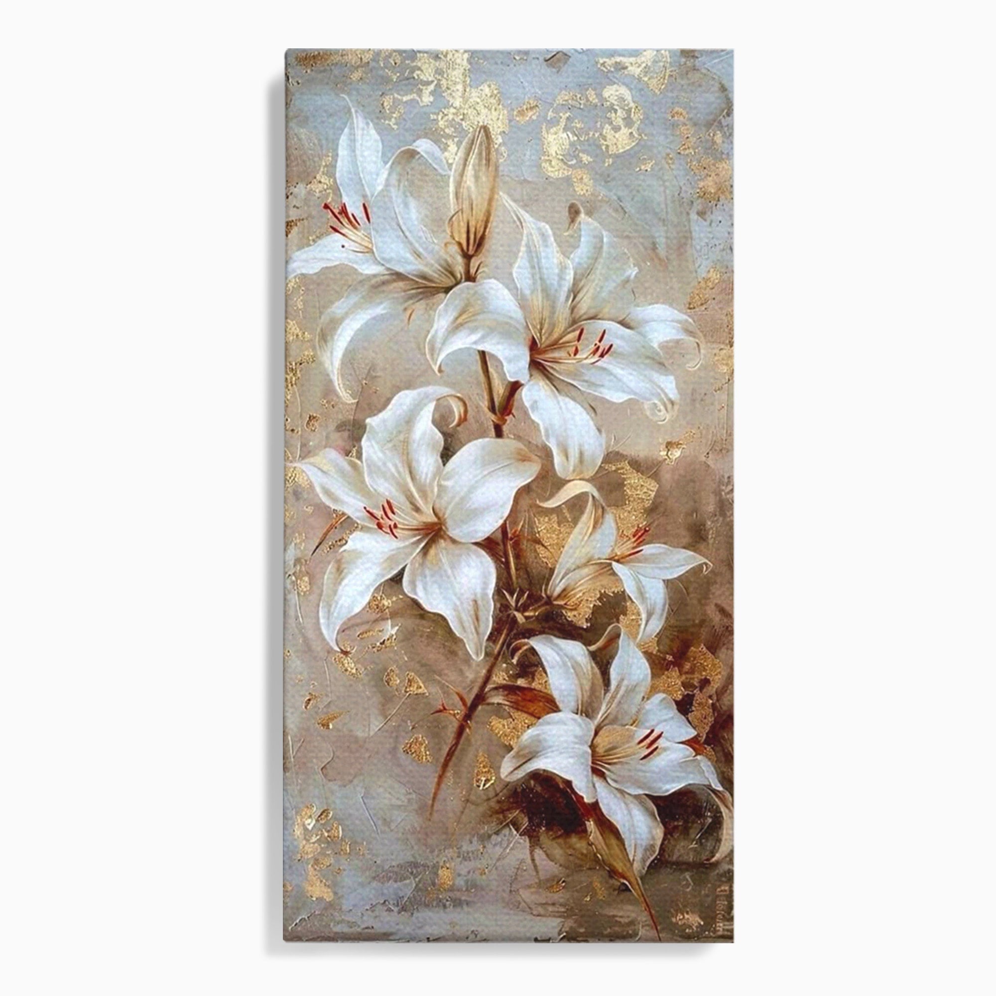 Tablou Canvas Premium LuxCanva® PI1337, Crini Aurii, Petale, Floral, Eleganta, Culori Vibrante, Living, Dormitor