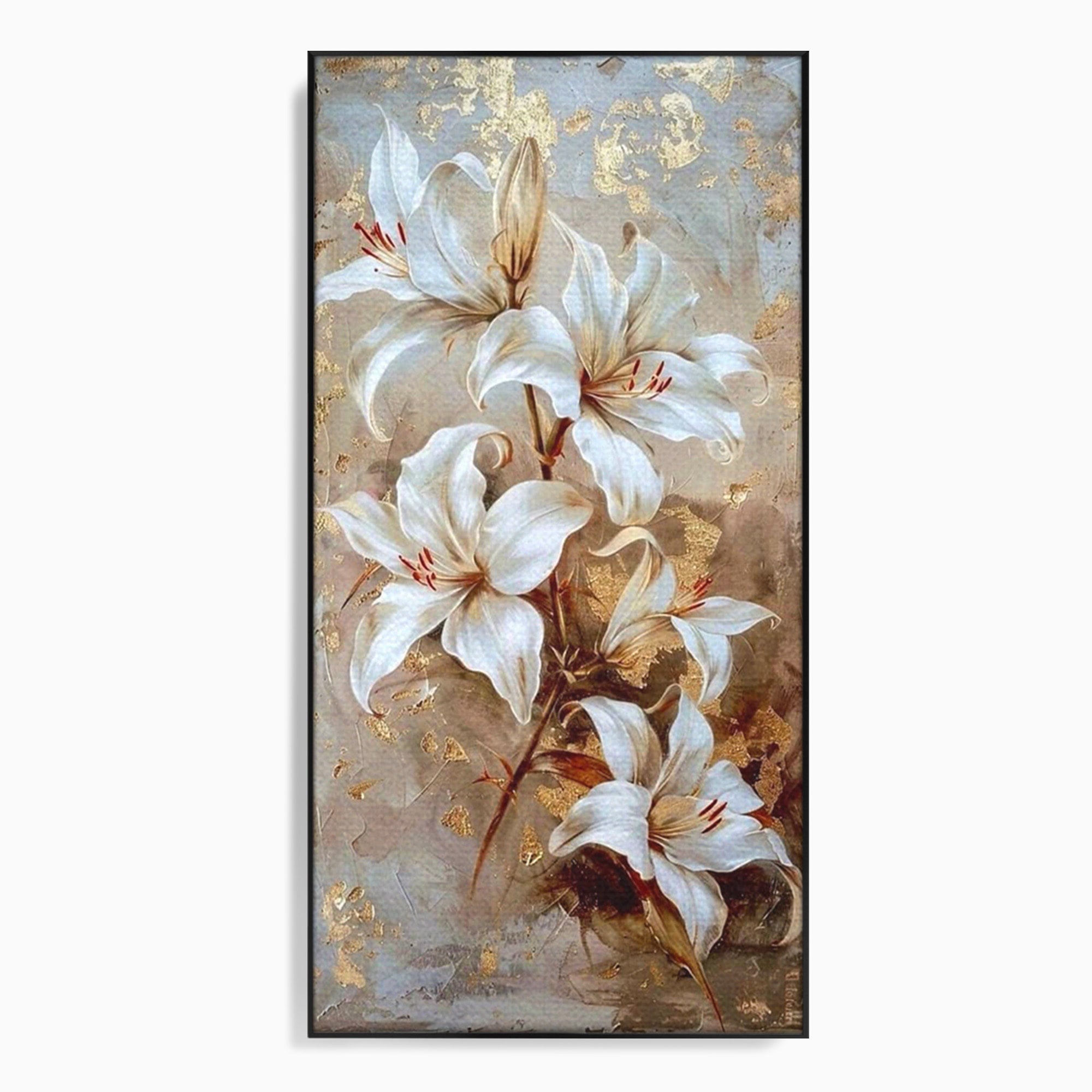 Tablou Canvas Premium LuxCanva® PI1337, Crini Aurii, Petale, Floral, Eleganta, Culori Vibrante, Living, Dormitor
