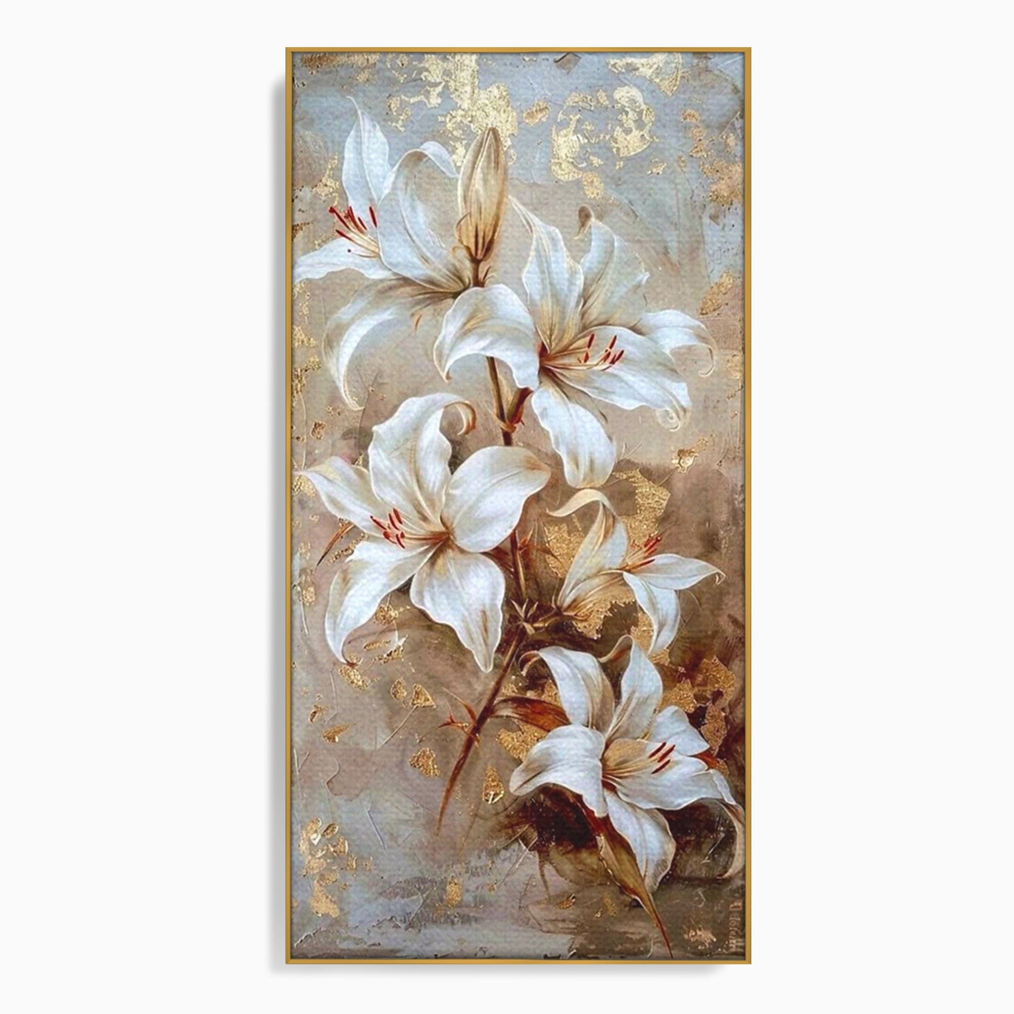 Tablou Canvas Premium LuxCanva® PI1337, Crini Aurii, Petale, Floral, Eleganta, Culori Vibrante, Living, Dormitor