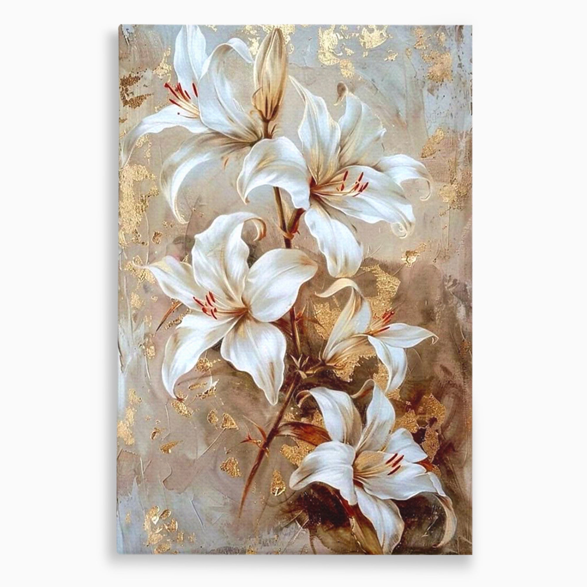 Tablou Canvas Premium LuxCanva® PI1337, Crini Aurii, Petale, Floral, Eleganta, Culori Vibrante, Living, Dormitor