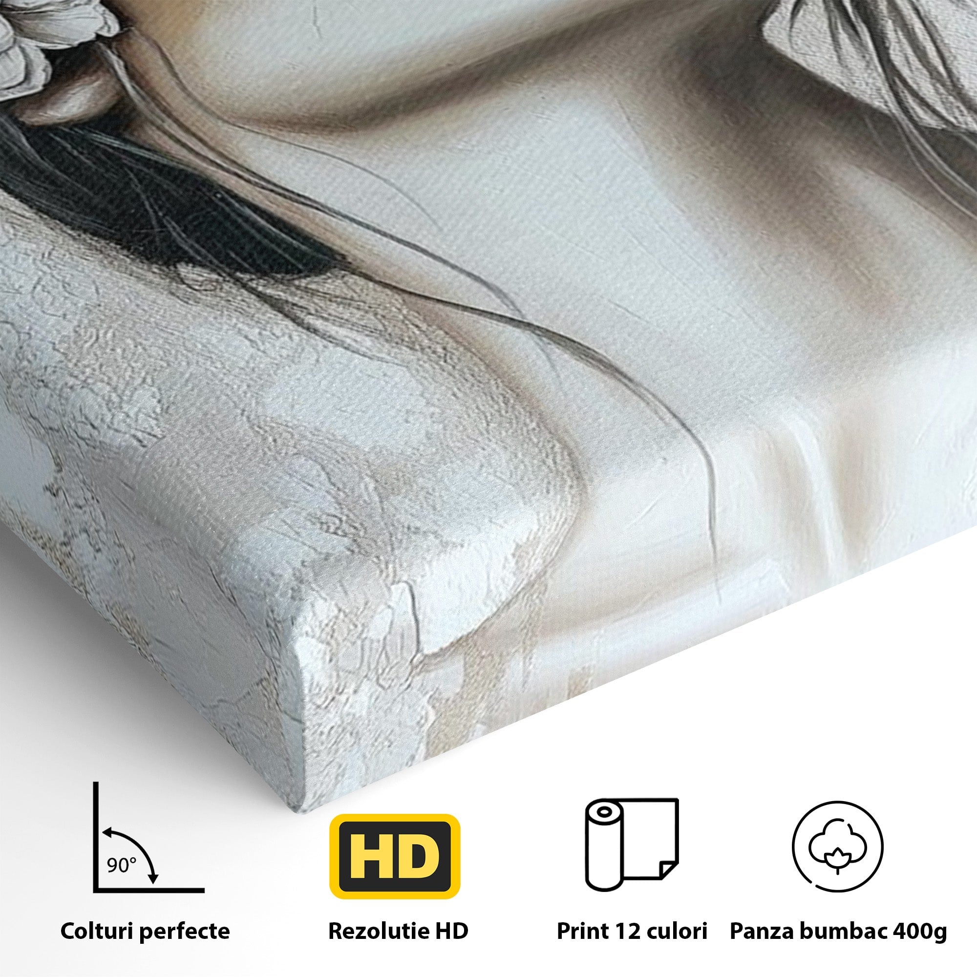 Tablou Canvas Premium LuxCanva® PI1339, Frumusete Florala, Portret, Flori, Eleganta, Arta, Culori Vibrante, Living, Dormitor