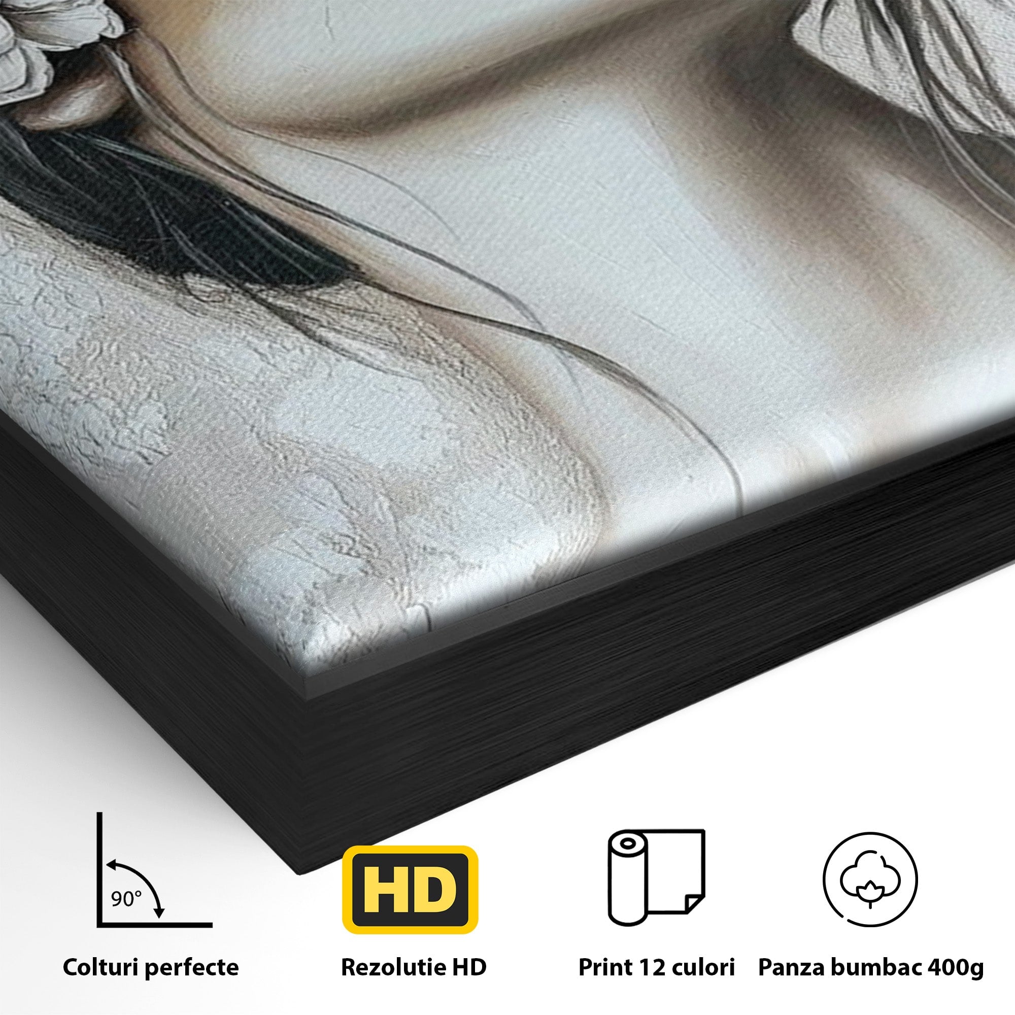 Tablou Canvas Premium LuxCanva® PI1339, Frumusete Florala, Portret, Flori, Eleganta, Arta, Culori Vibrante, Living, Dormitor
