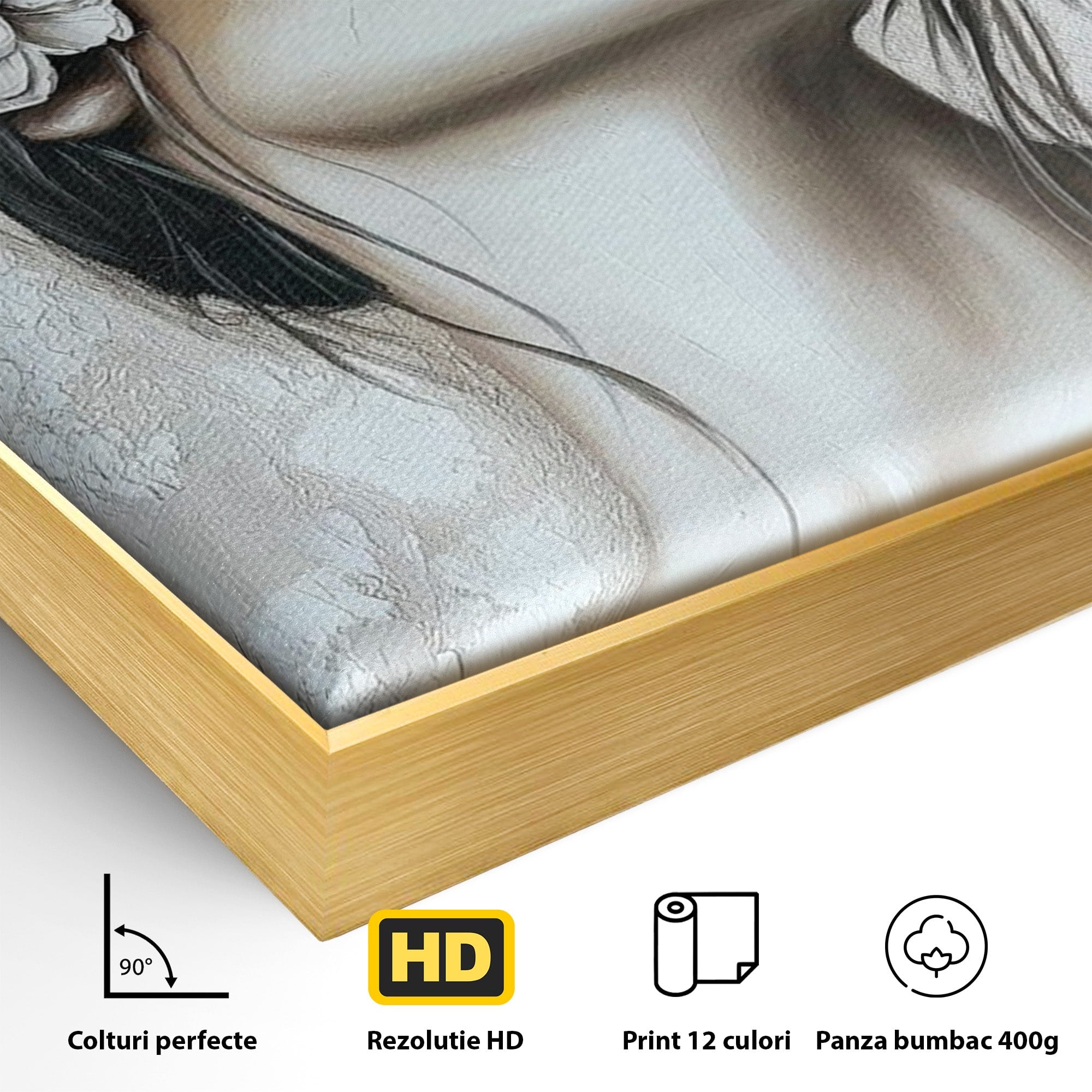 Tablou Canvas Premium LuxCanva® PI1339, Frumusete Florala, Portret, Flori, Eleganta, Arta, Culori Vibrante, Living, Dormitor