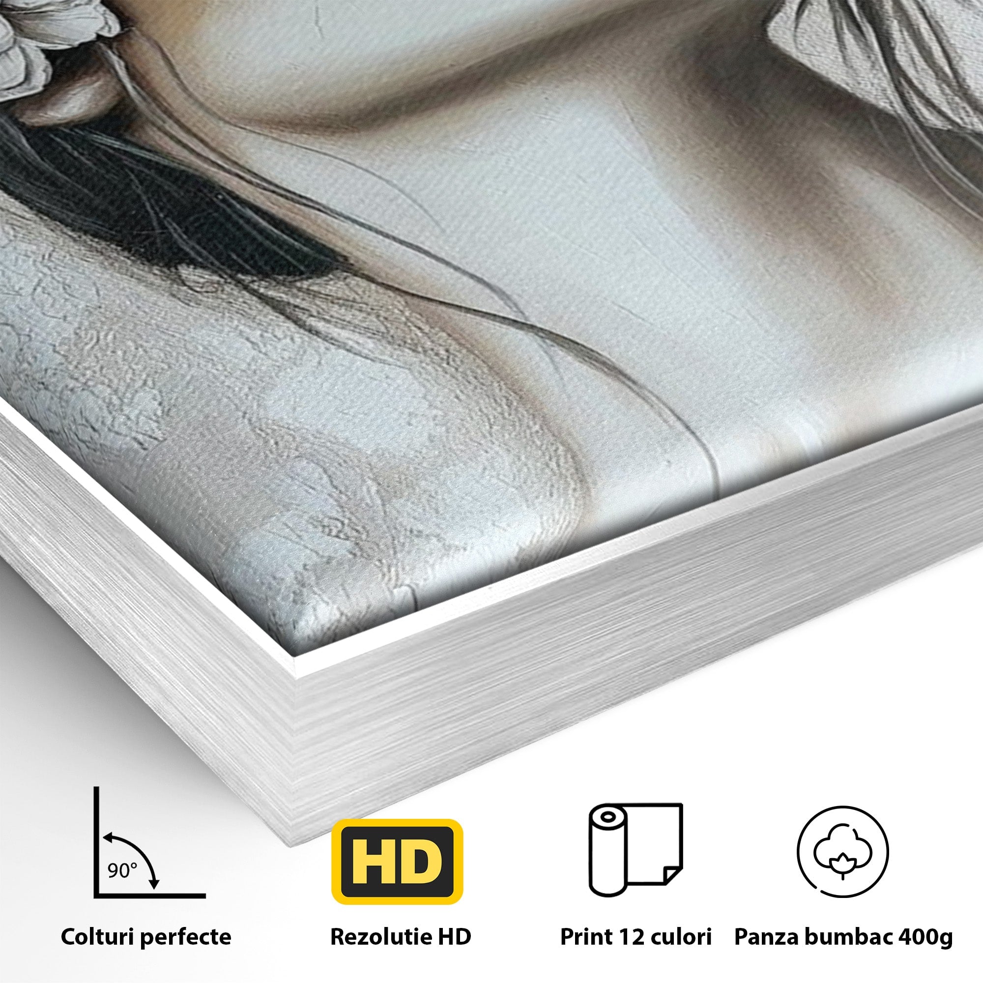 Tablou Canvas Premium LuxCanva® PI1339, Frumusete Florala, Portret, Flori, Eleganta, Arta, Culori Vibrante, Living, Dormitor