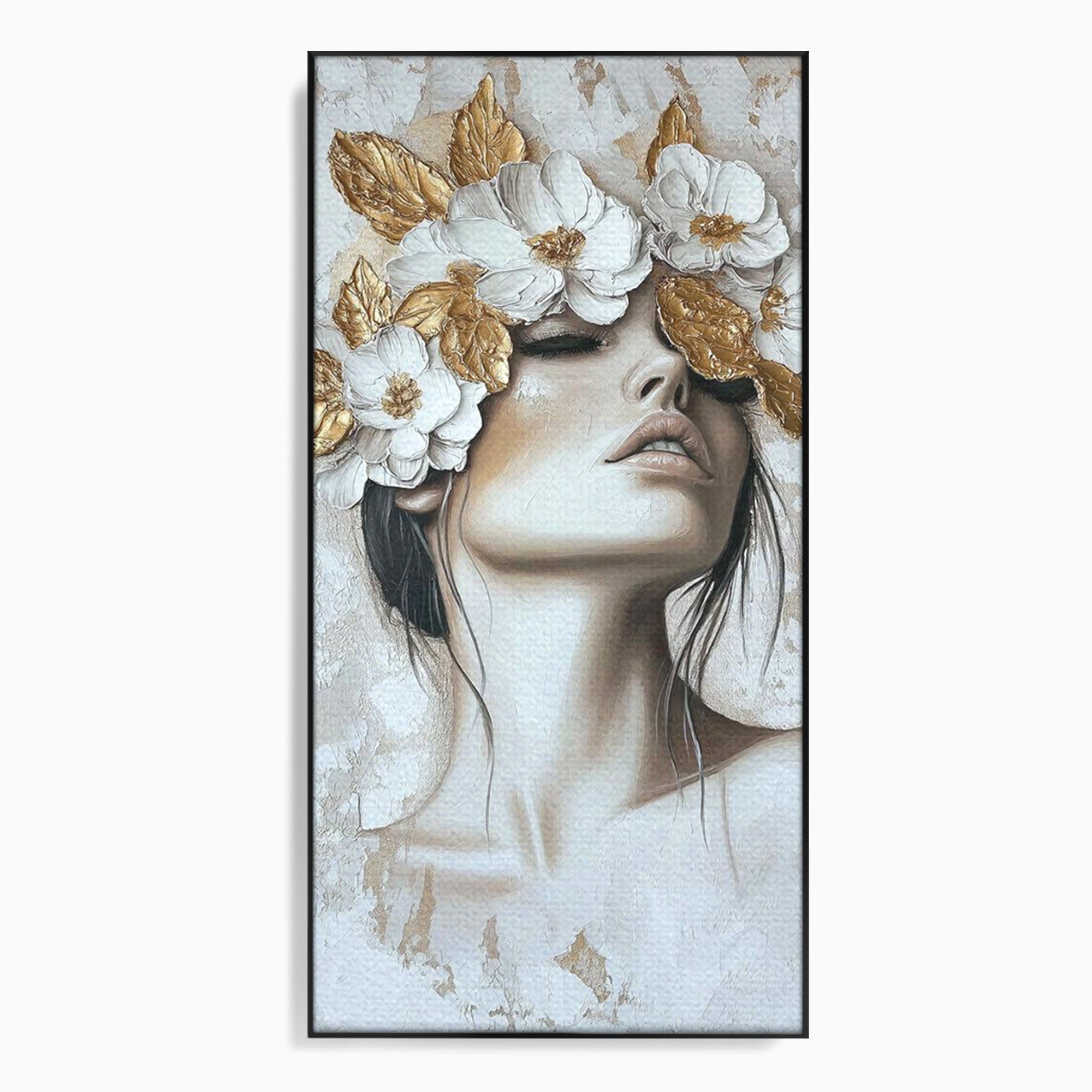 Tablou Canvas Premium LuxCanva® PI1339, Frumusete Florala, Portret, Flori, Eleganta, Arta, Culori Vibrante, Living, Dormitor