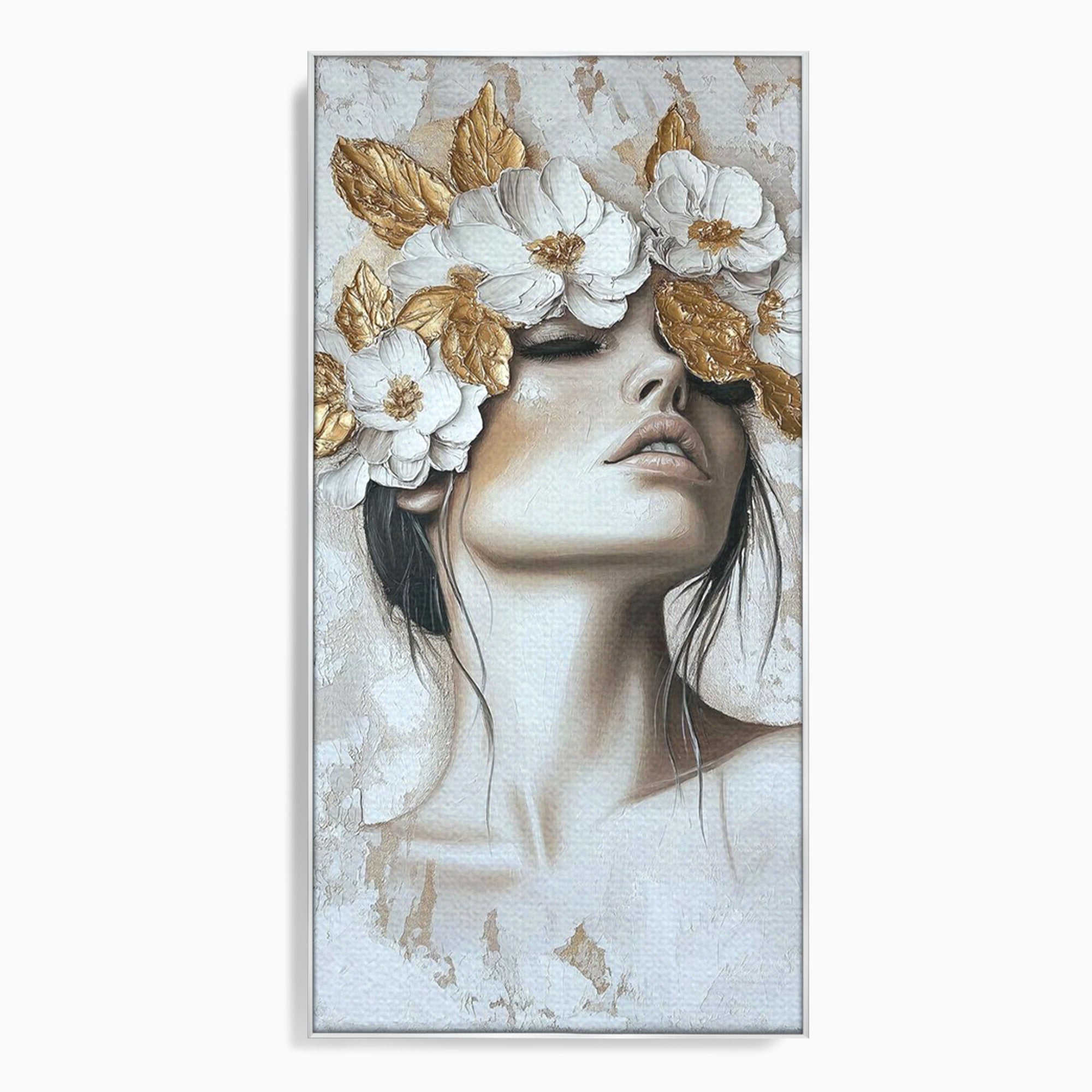 Tablou Canvas Premium LuxCanva® PI1339, Frumusete Florala, Portret, Flori, Eleganta, Arta, Culori Vibrante, Living, Dormitor