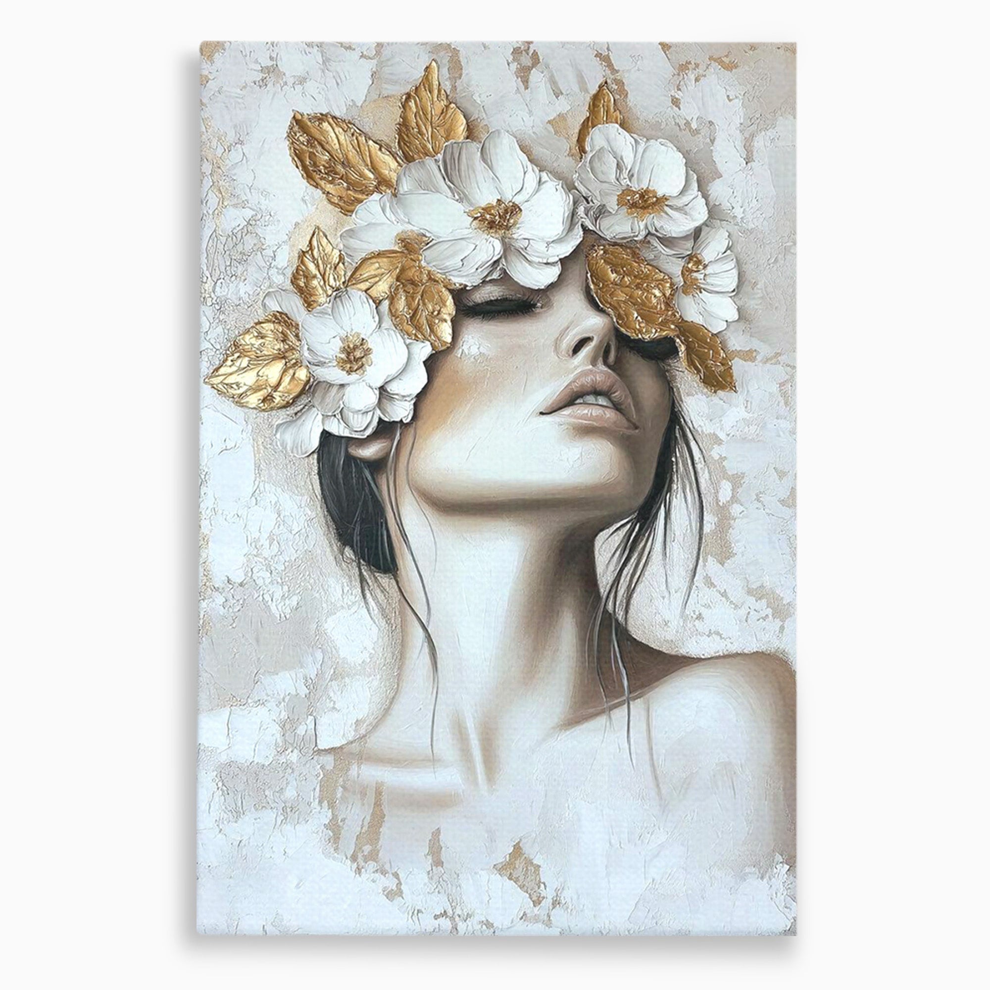 Tablou Canvas Premium LuxCanva® PI1339, Frumusete Florala, Portret, Flori, Eleganta, Arta, Culori Vibrante, Living, Dormitor